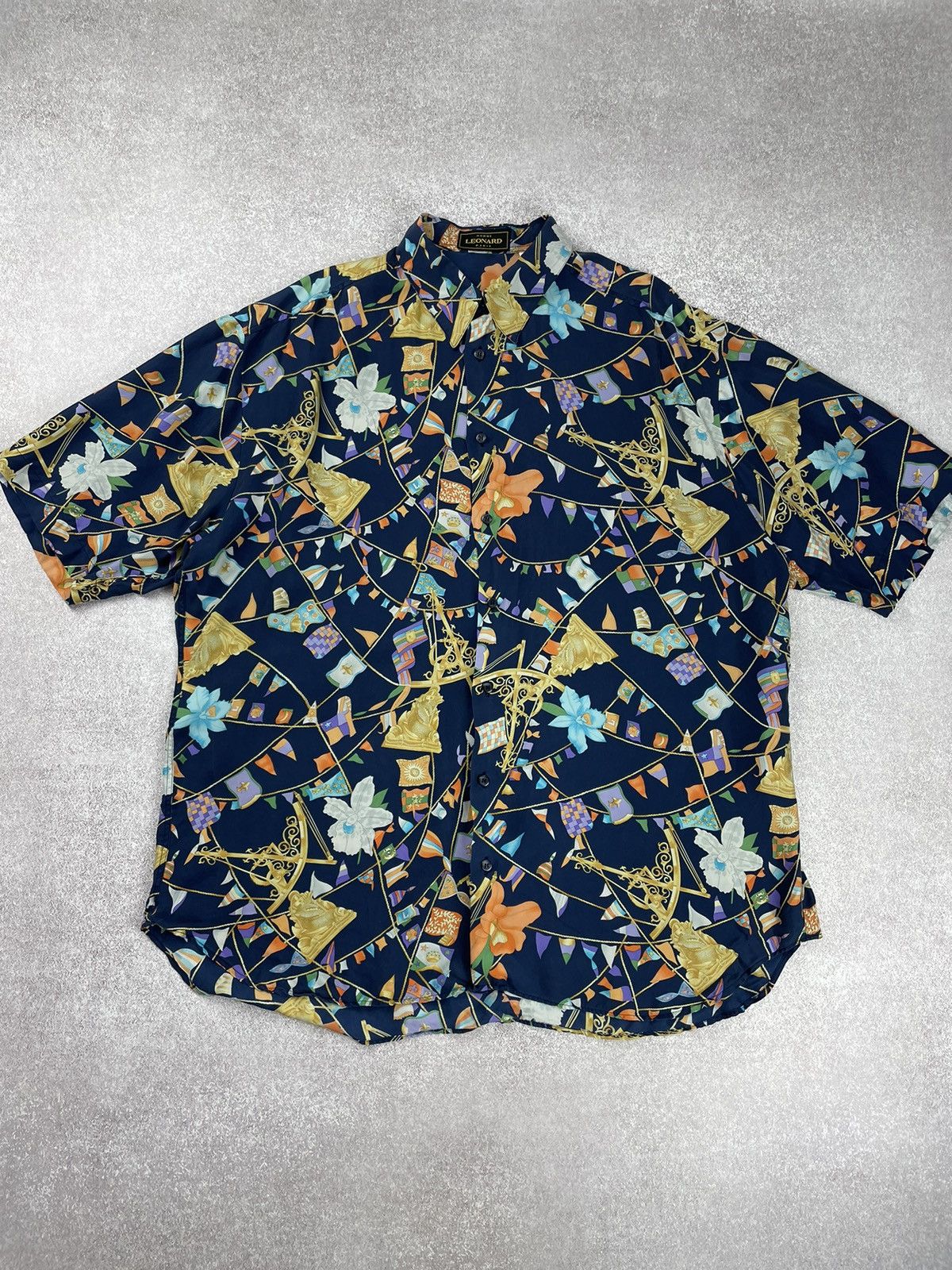 Leonard Paris × Vintage Leonard Paris Vintage Printed Silk Shirt Size US XXL / EU 58 / 5 - 2 Thumbnail