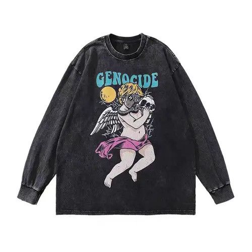 VIBE Street Vintage Hip Hop Printed Washed Long Sleeve T-Shirt Size US M / EU 48-50 / 2 - 7 Thumbnail