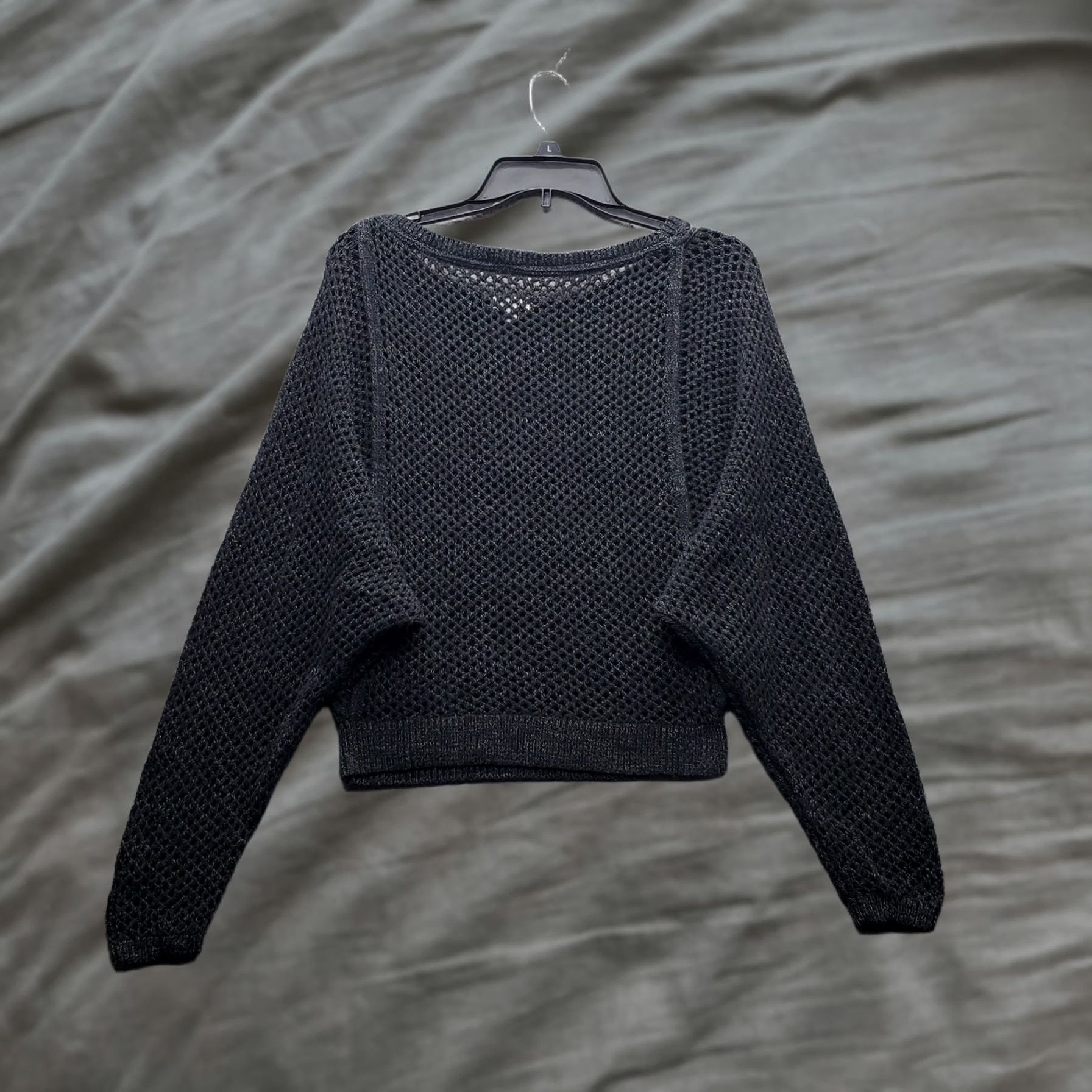Vintage Pilcro Oversized Sweater Womens XXS Black Crochet Knit Round Neck Knit Open-Knit Raglan Sleeve Pullover Casual Fall Winter Size XXS / US 00 / IT 34 - 1 Thumbnail