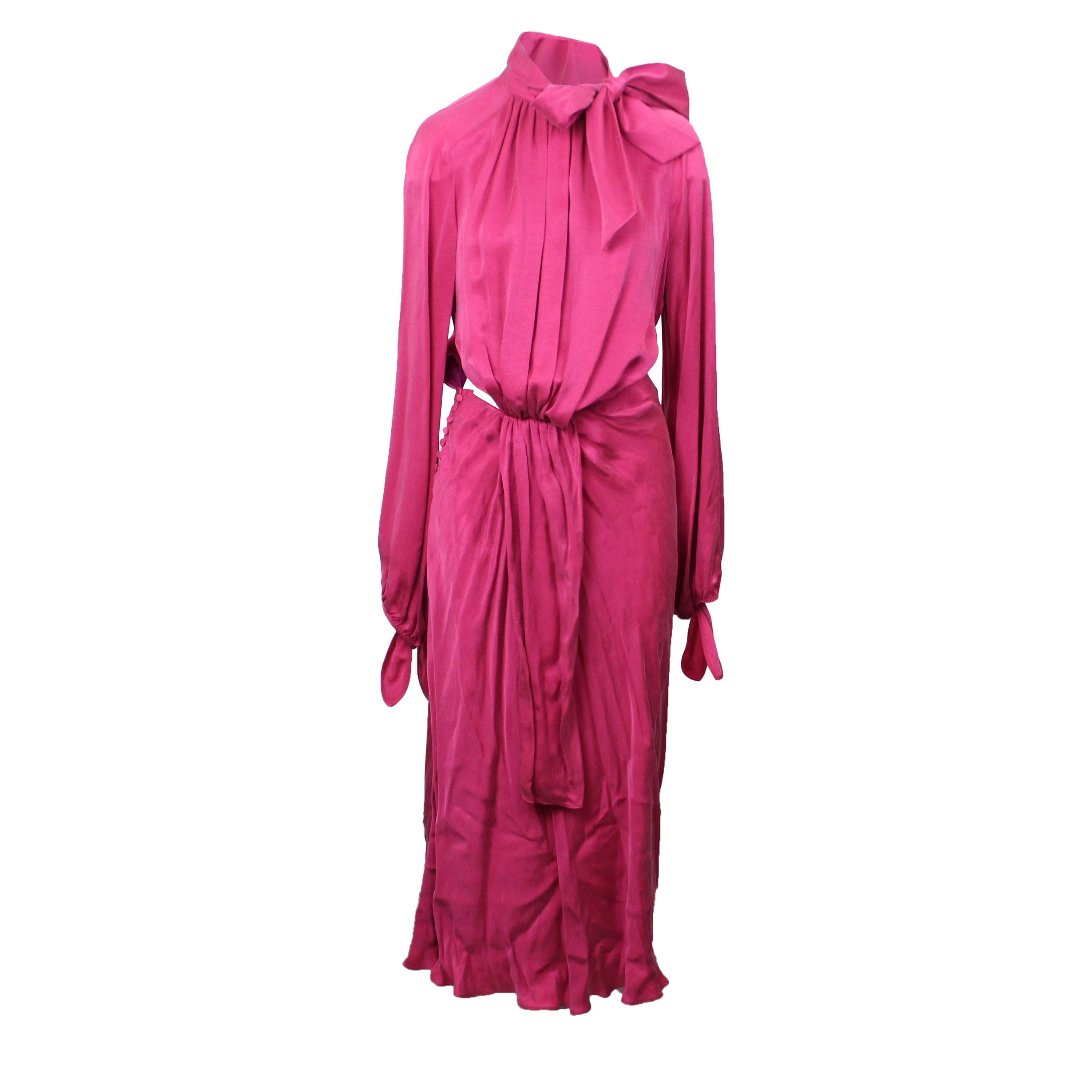 image of Off White C/o Virgil Abloh Pink Cinched Waist Long Dress Size 4/40, Women's