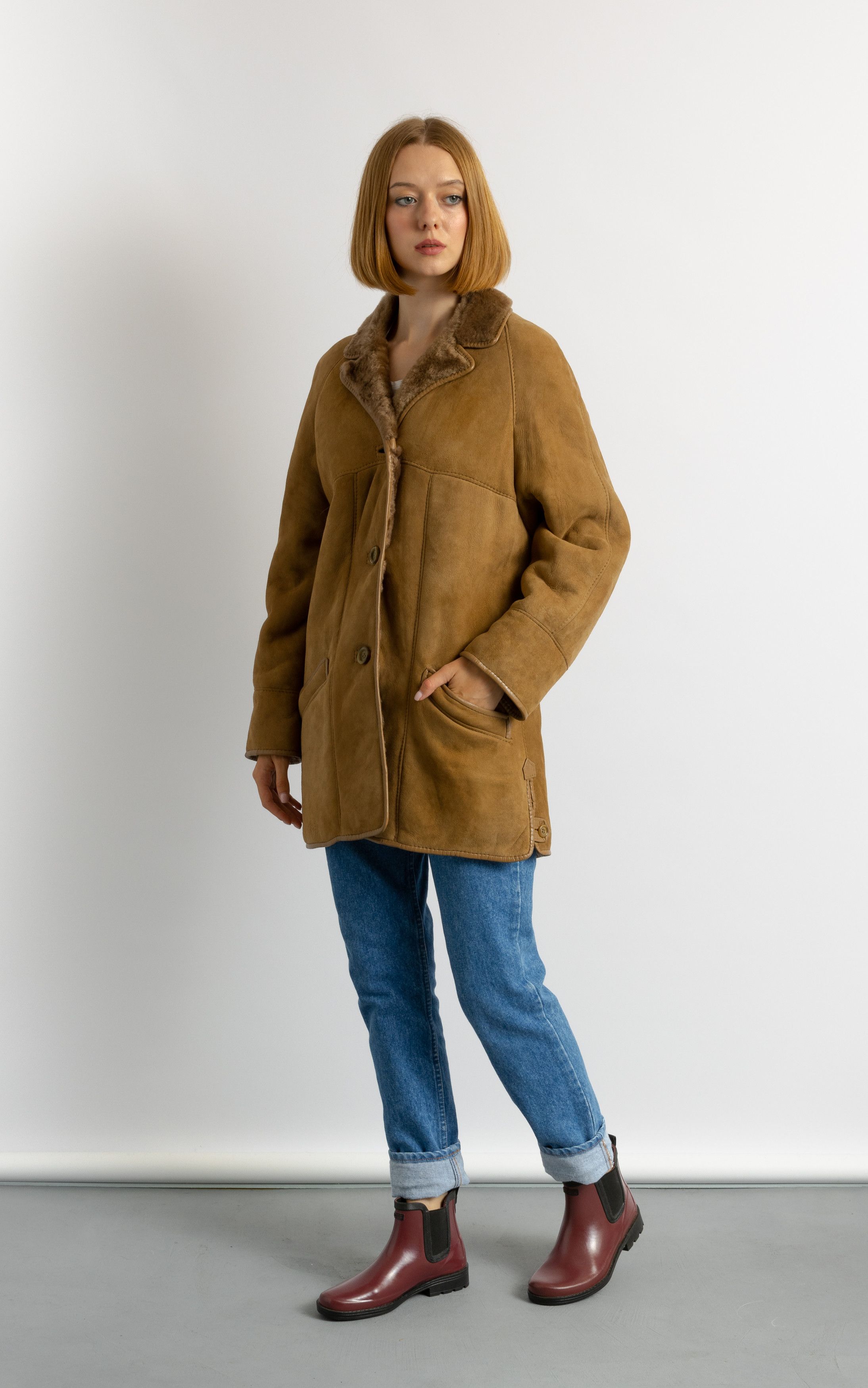 Vintage Deadstock Sheepskin Coat 70s, Shearling Size S 6121 Size S / US 4 / IT 40 - 3 Thumbnail