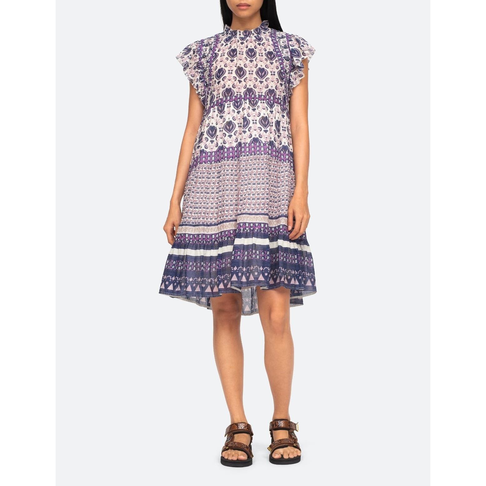 image of Sea New York Brigitte Tunic Dress Hemmed in Violet, Women's (Size Large)