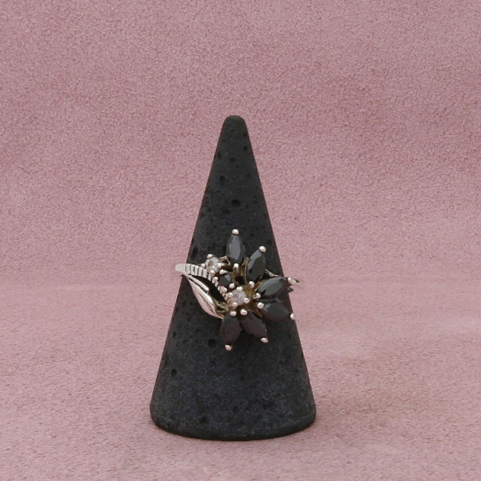 Sterling Silver sterling silver marquise-cut black cz cluster ring size 7.75 Size ONE SIZE - 1 Thumbnail