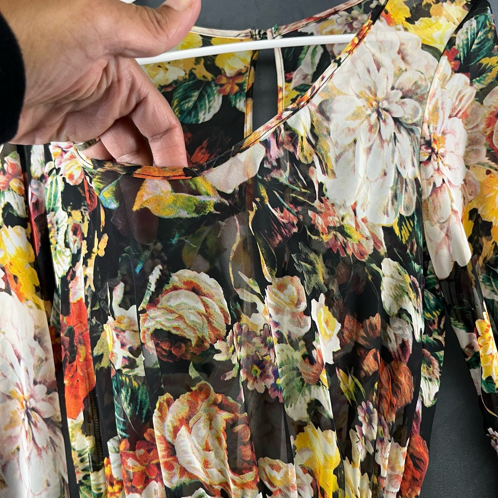 Other Floral Chiffon Maxi Dress Sleeves Cottage Peek A Boo Back Size S / US 4 / IT 40 - 9 Thumbnail