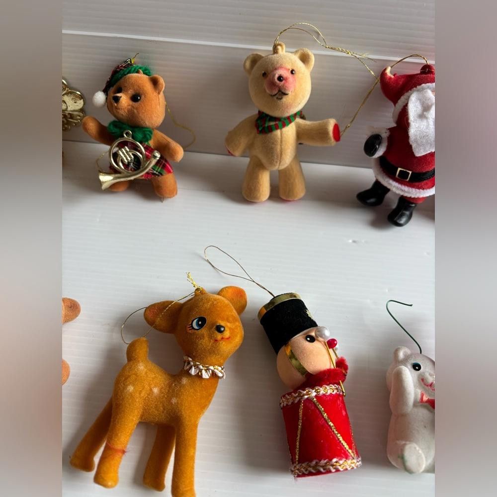 Designer Lot of 12 Vintage Flocked Christmas Ornaments Size ONE SIZE - 3 Thumbnail
