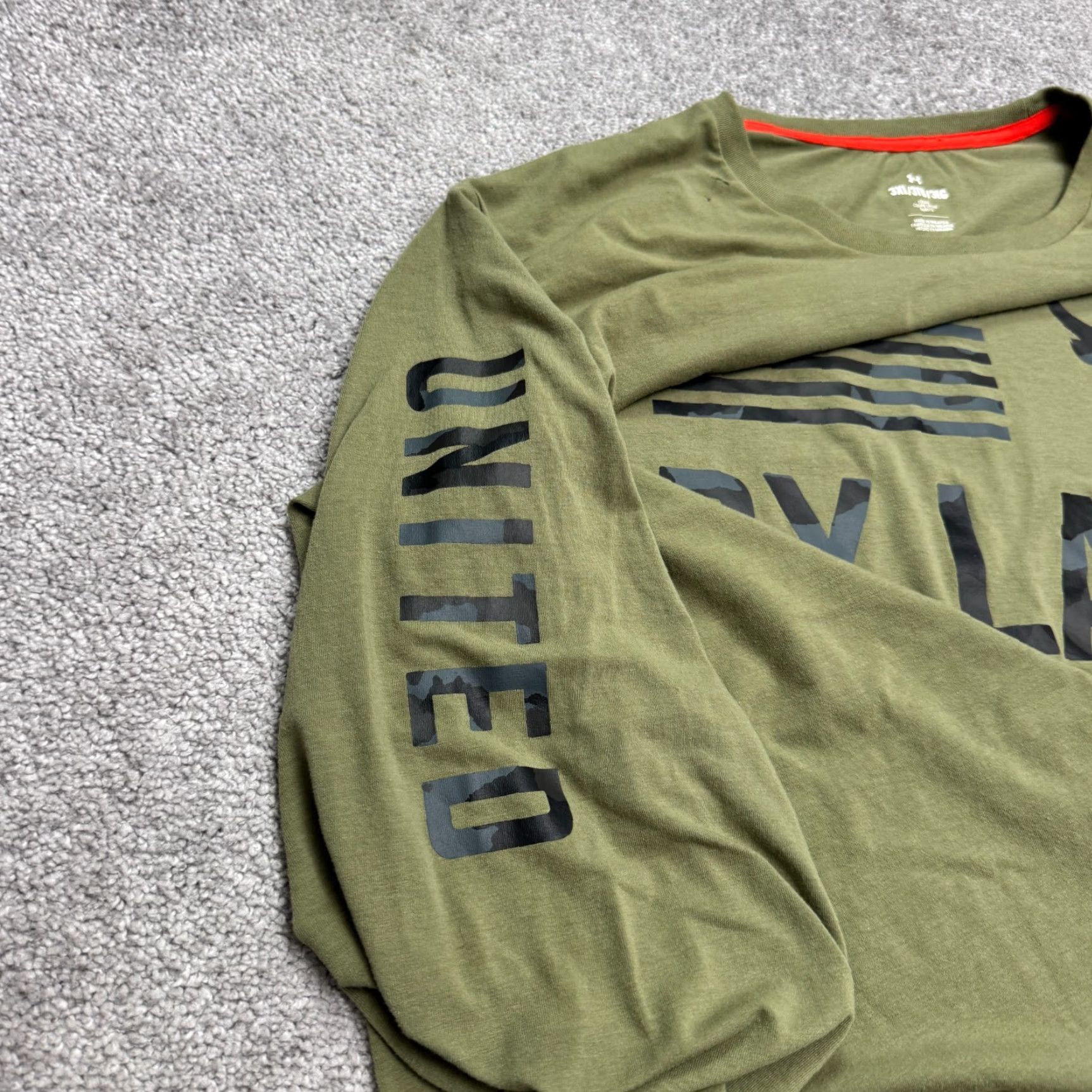 Under Armour Under Armour Freedom T-Shirt Men 3XL Olive Green United By Land Tee Shirt Crew Neck Lightweight Breathable Solid Logo Classic Outdoor Mens Size US XXL / EU 58 / 5 - 3 Thumbnail