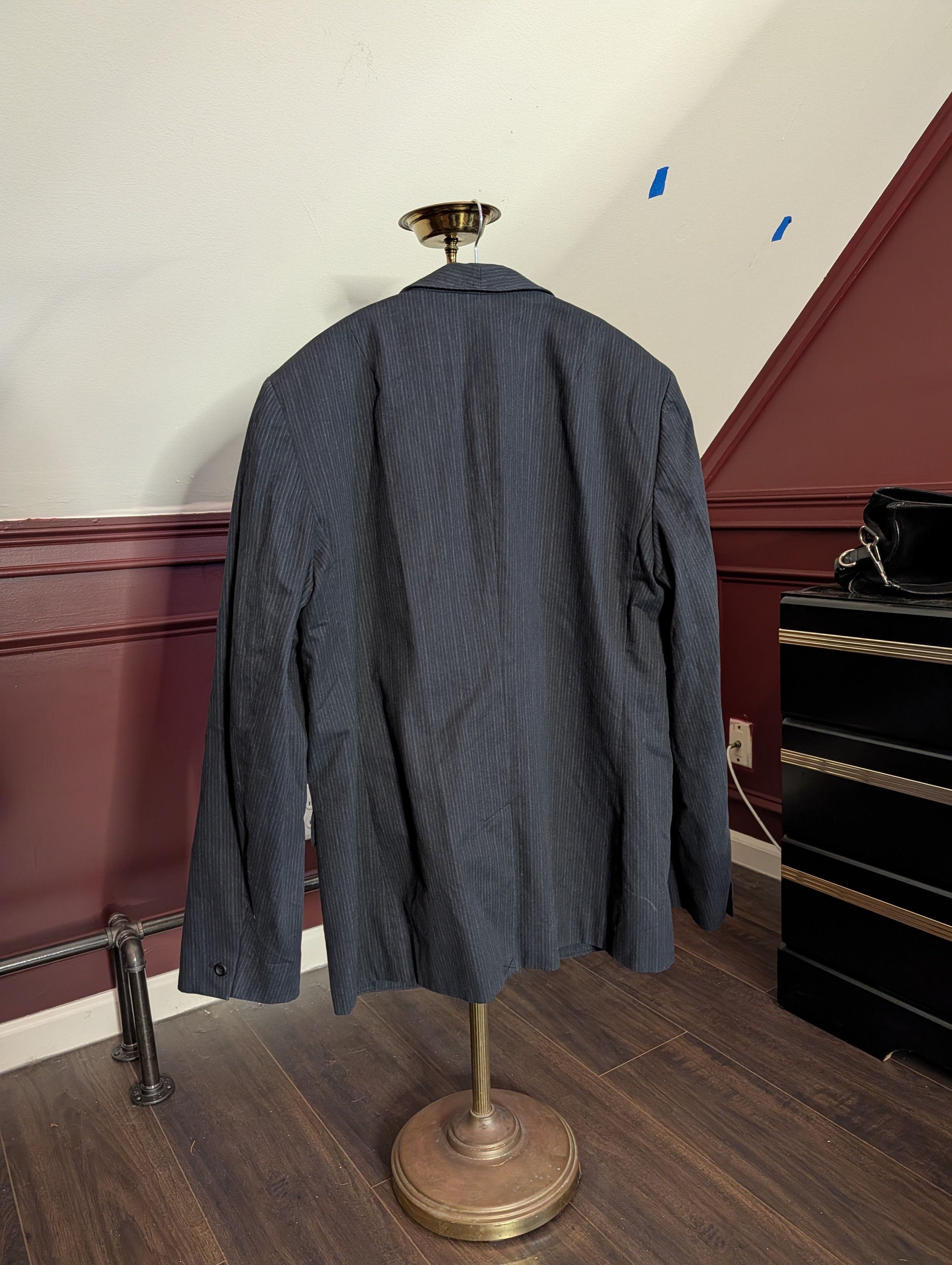 Armani Exchange Brushed cotton shawl lapel surgeons cuff pinstriped jacket Size 40L - 7 Thumbnail