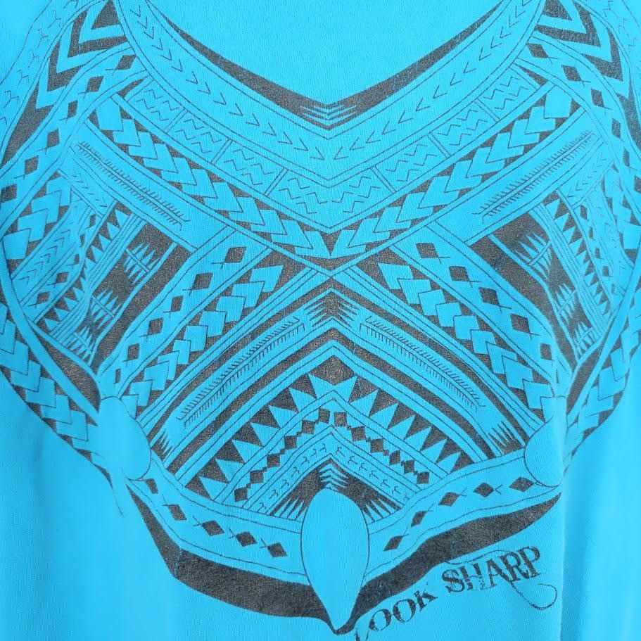 Vintage Vintage Polynesian Tribal T Shirt Mens Size 2XL Blue Teal Size US XXL / EU 58 / 5 - 2 Thumbnail