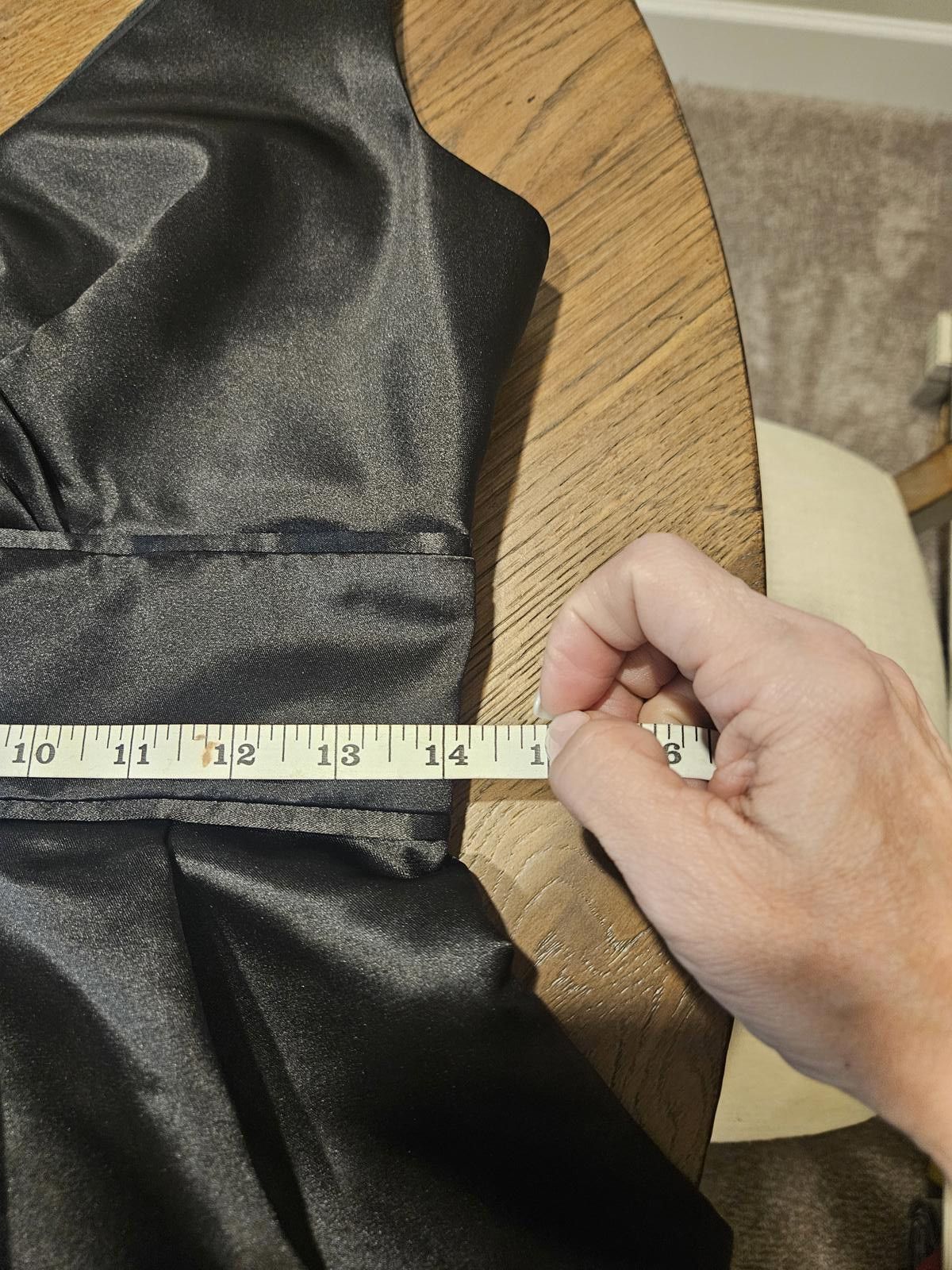 Designer maxandcleo Elegant Black Satin Dress #H48 Size M / US 6-8 / IT 42-44 - 6 Thumbnail