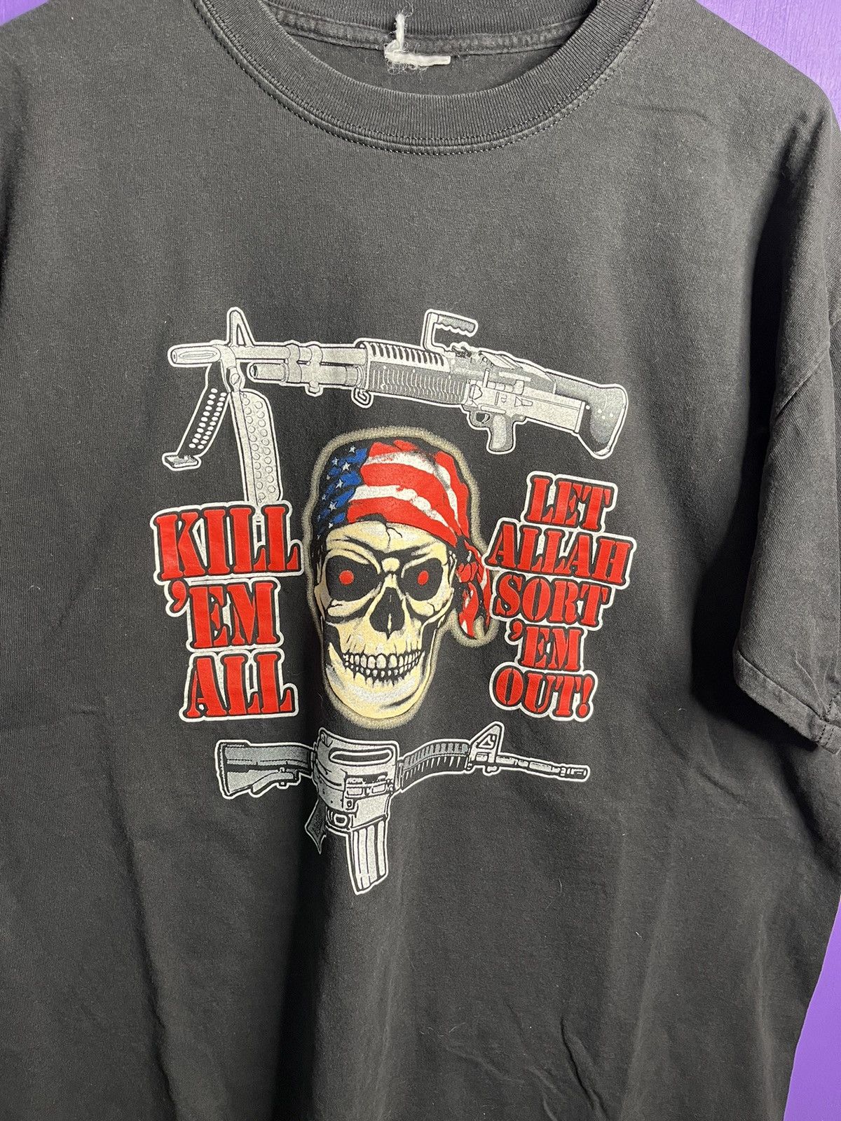 Vintage Vintage 90s Kill em all let allah sort em out t-shirt Size US XL / EU 56 / 4 - 3 Thumbnail