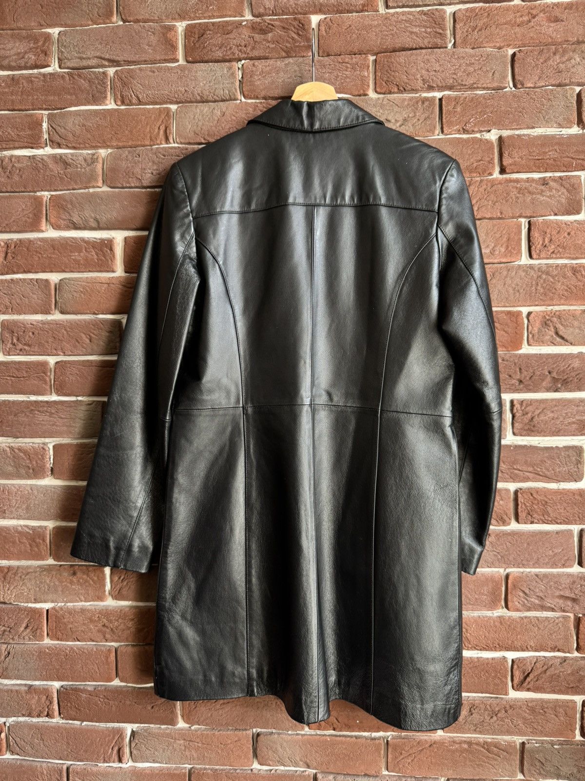 Vintage Rare Vintage Genuine Leather Long Coat Jacket Avant Garde Size L / US 10 / IT 46 - 2 Thumbnail