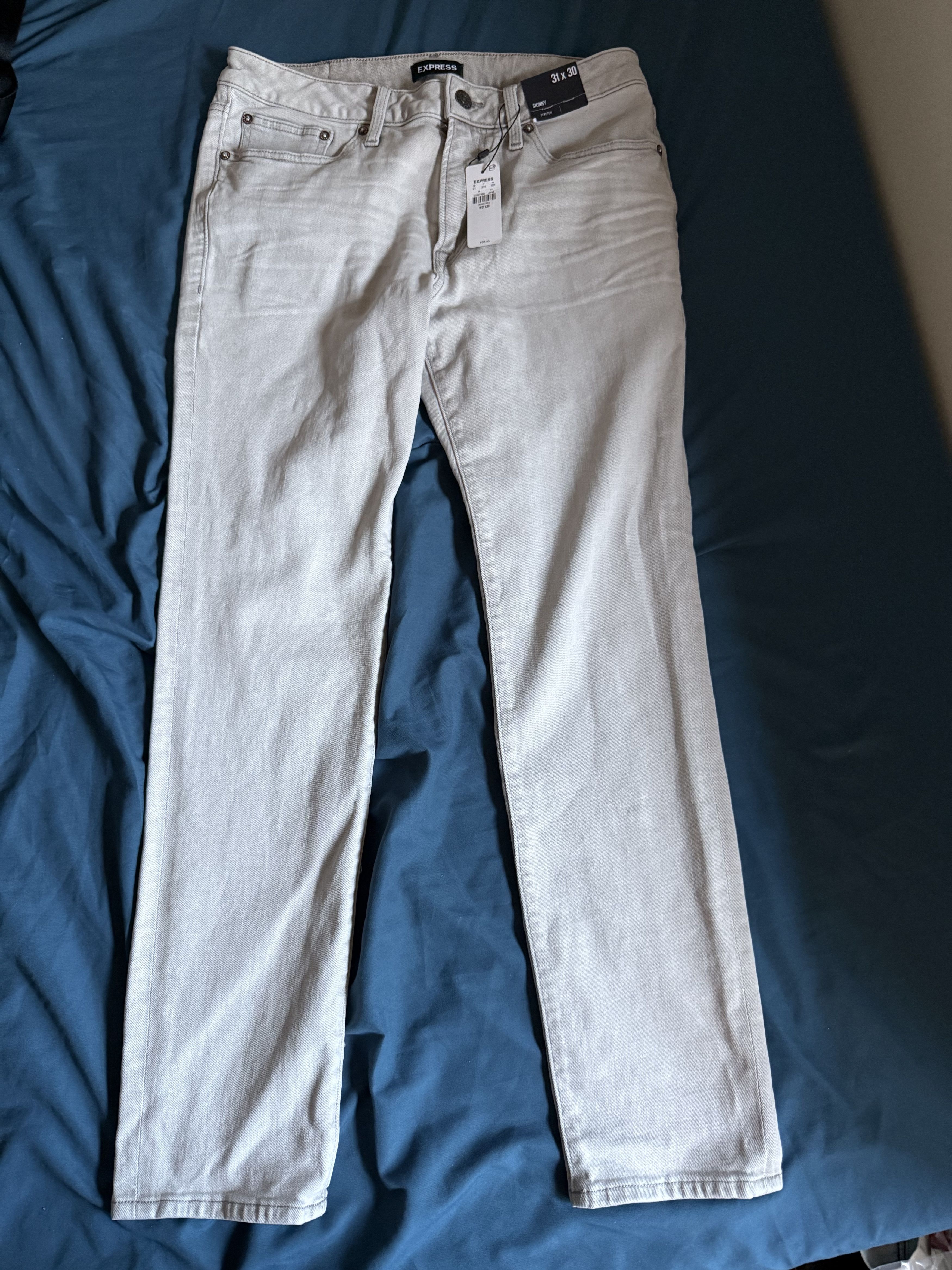 Express Express Skinny Grey Hyper Stretch Jeans 31x30 $98 Size US 31 - 1 Thumbnail