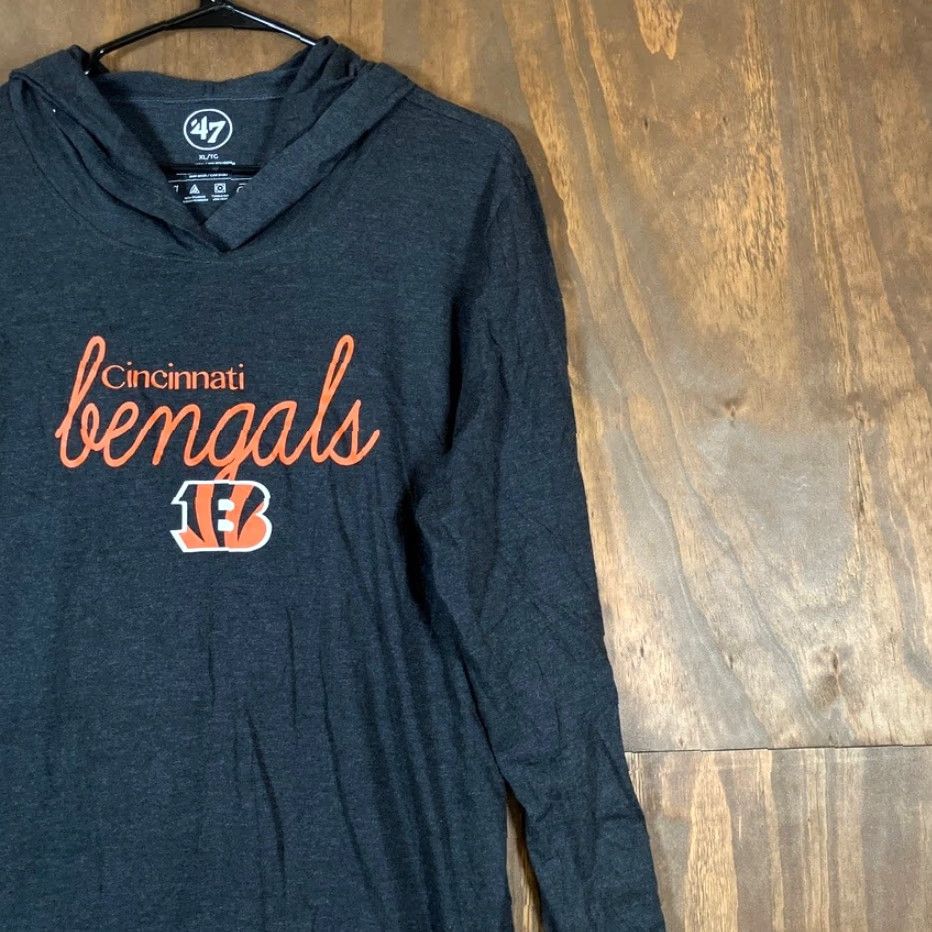 47 VINTAGE 47 Womens Shirt NFL Cincinnati Bengals Hooded XL Charcoal Grey Football Casual Womens Sportwear Pullover Long Sleeve T-Shirt Size XL / US 12-14 / IT 48-50 - 5 Thumbnail