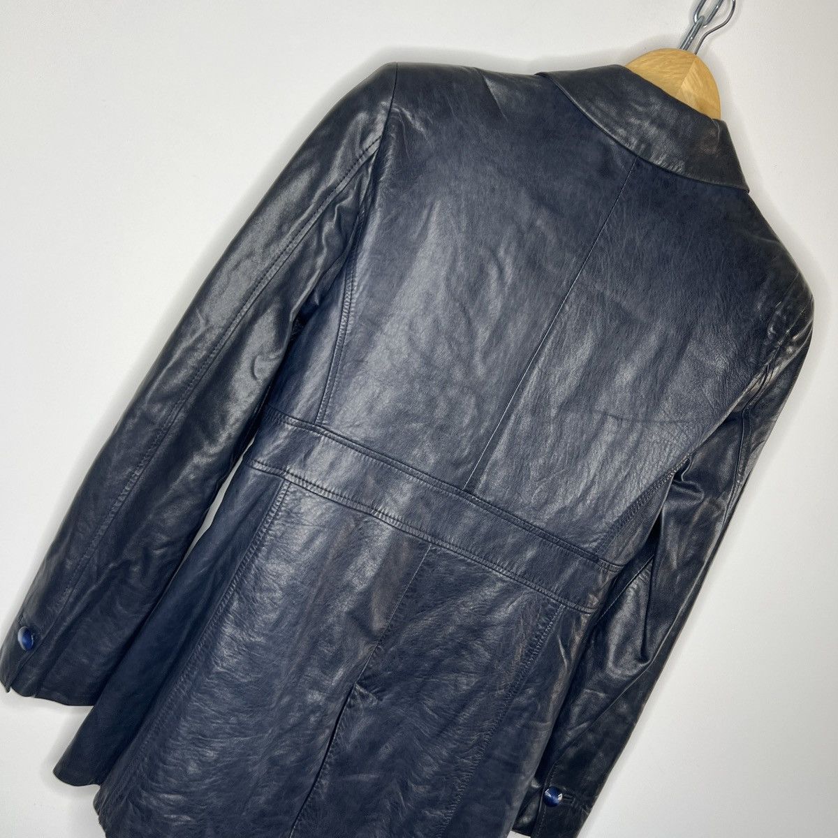 Gucci Gucci Tom Ford Vintage Leather Jacket Coat Dark Navy Y2K Size S / US 4 / IT 40 - 11 Thumbnail