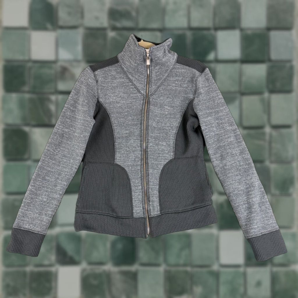 Prana prAna Tobi Ribbed High-Neck Full Zip Jacket Womens Large Gray Long Sleeve Gym Size L / US 10 / IT 46 - 1 Thumbnail
