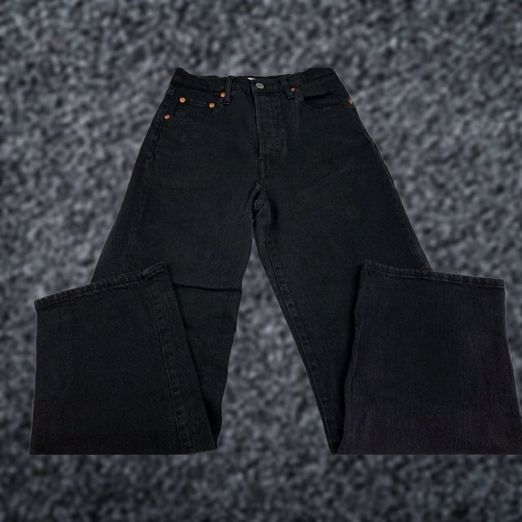Levi's VINTAGE Levis Jeans Women Blk Ribcage Straight Ankle Premium Denim Button Fly 25 #7208 Size 42" / US 20 - 1 Thumbnail