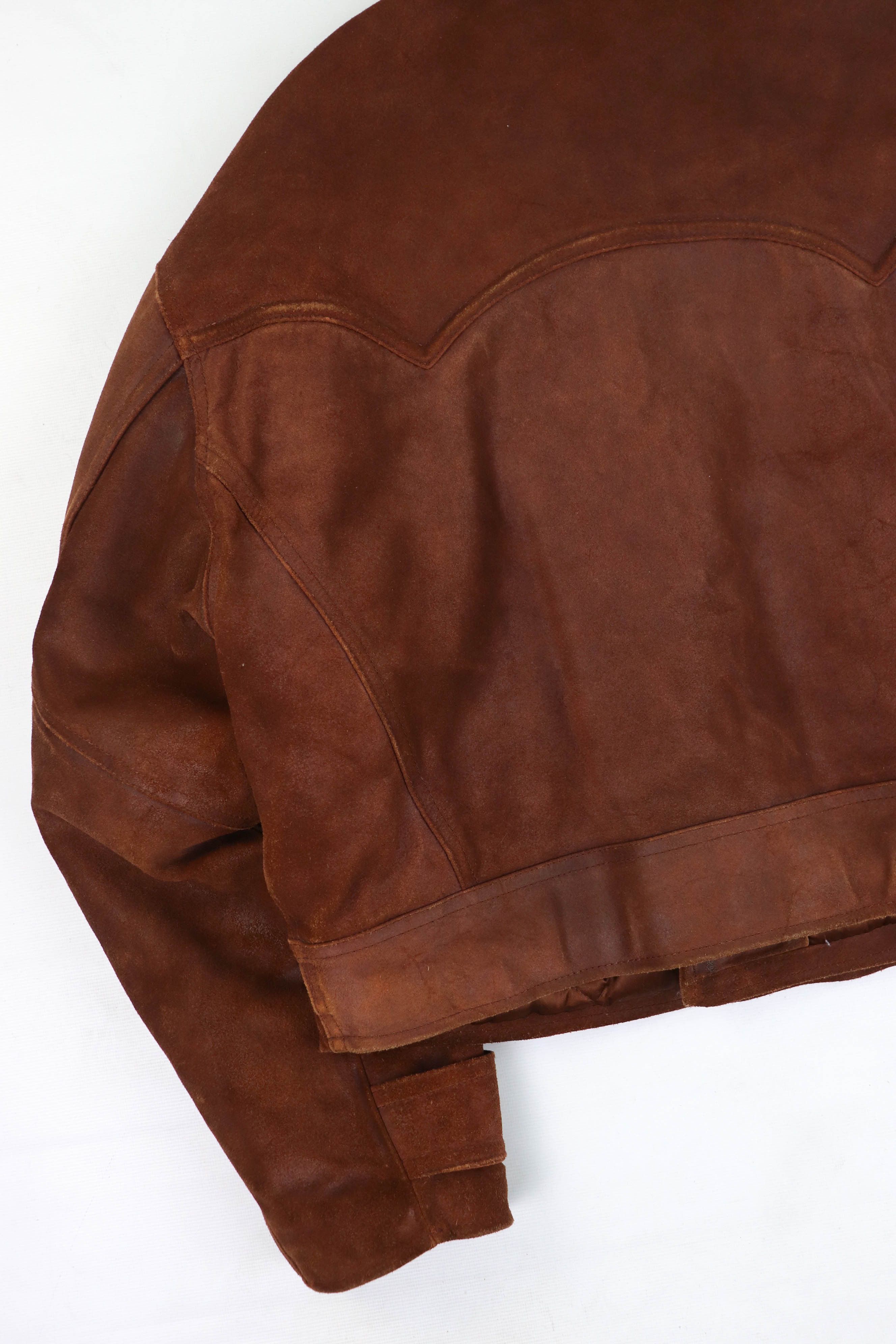 Vintage Vintage Tan Suede Leather Western Double Breast Crop Jacket Size US L / EU 52-54 / 3 - 10 Thumbnail