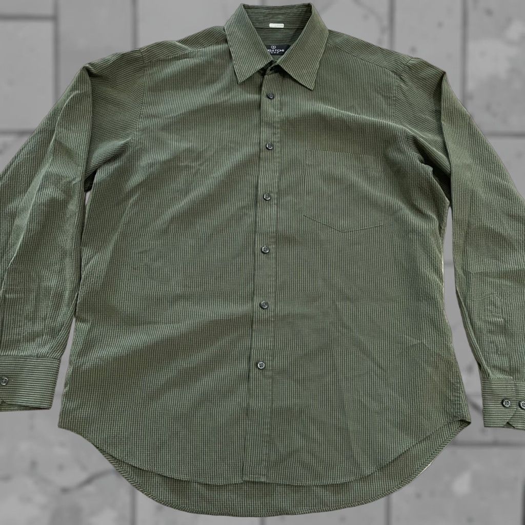BUGATCHI Bugatchi Uomo Mens Long Sleeve Green Plaid Button Down Shirt Adult Large Size US L / EU 52-54 / 3 - 1 Thumbnail