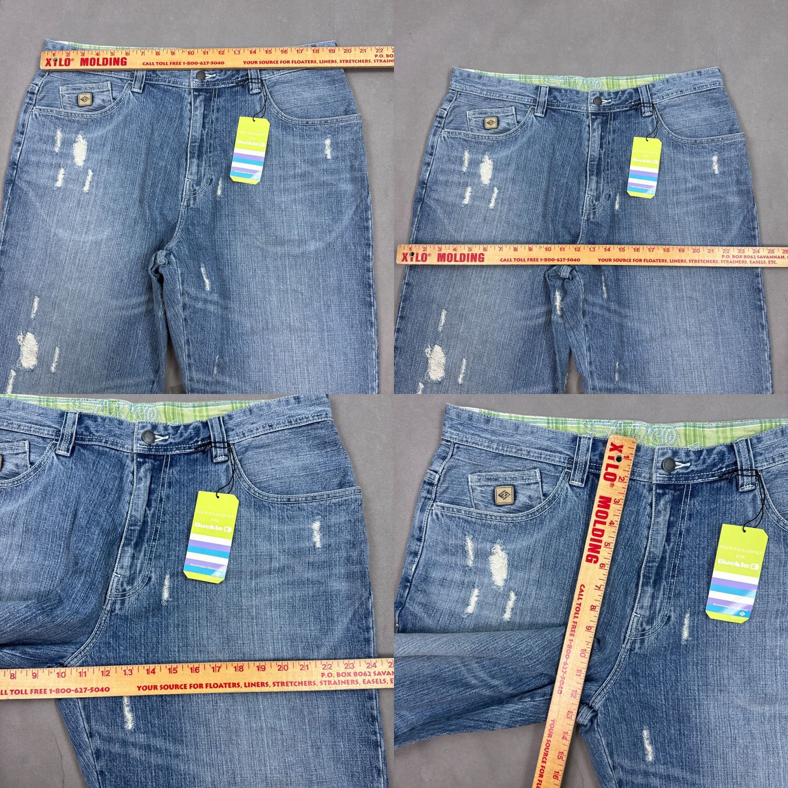 Enyce Enyce Jeans Mens 38x32 Blue Baggy Thrashed Faded Wide Loose Denim Pants Buckle Size US 38 / EU 54 - 8 Thumbnail