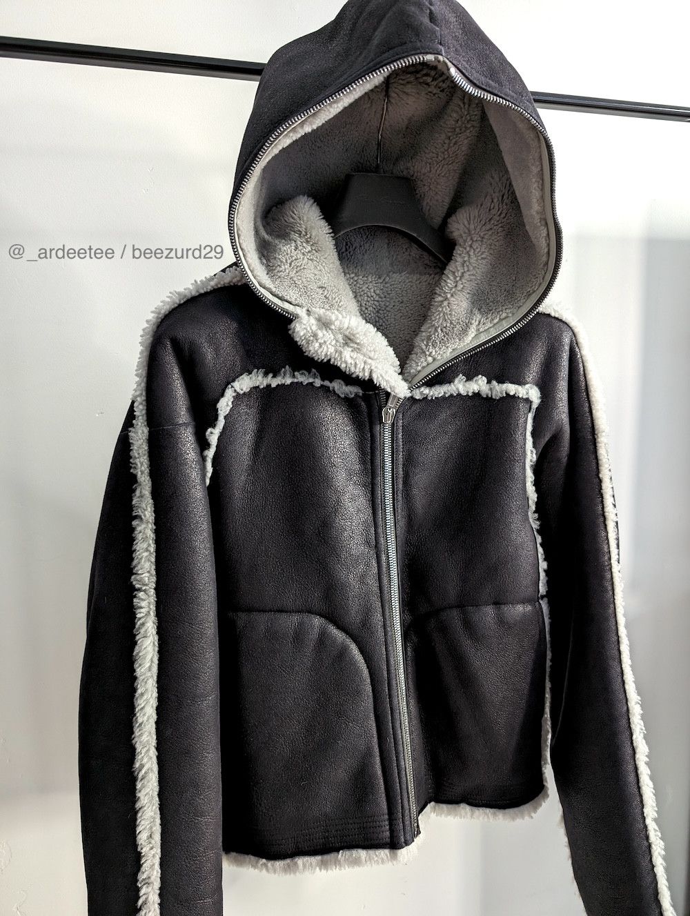 Rick Owens *NEW* SHEARLING LEATHER FULL ZIP SEALED WINDBREAKER JACKET Size US M / EU 48-50 / 2 - 6 Thumbnail