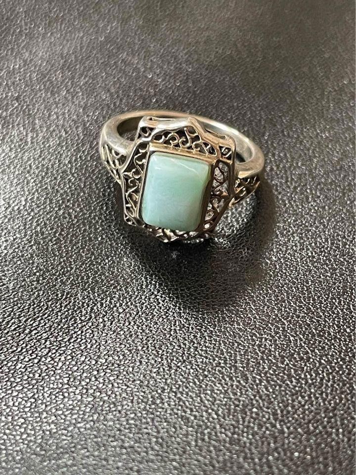Designer Vintage Sterling Silver 925 Larimar Ring Size ONE SIZE - 1 Thumbnail