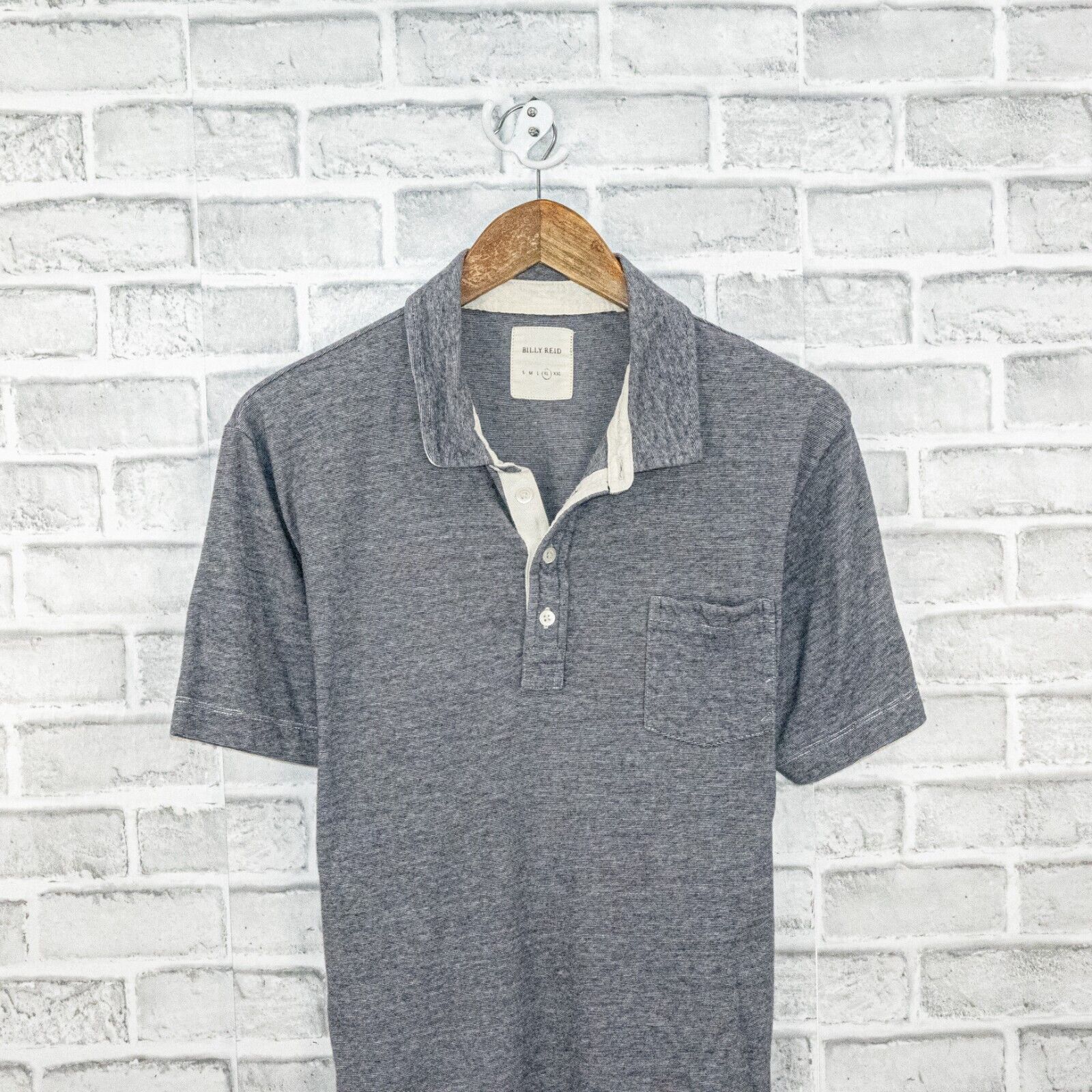 Billy Reid BILLY REID Men's Short Sleeve Polo Shirt Blue Stripe size XL Size US XL / EU 56 / 4 - 4 Thumbnail