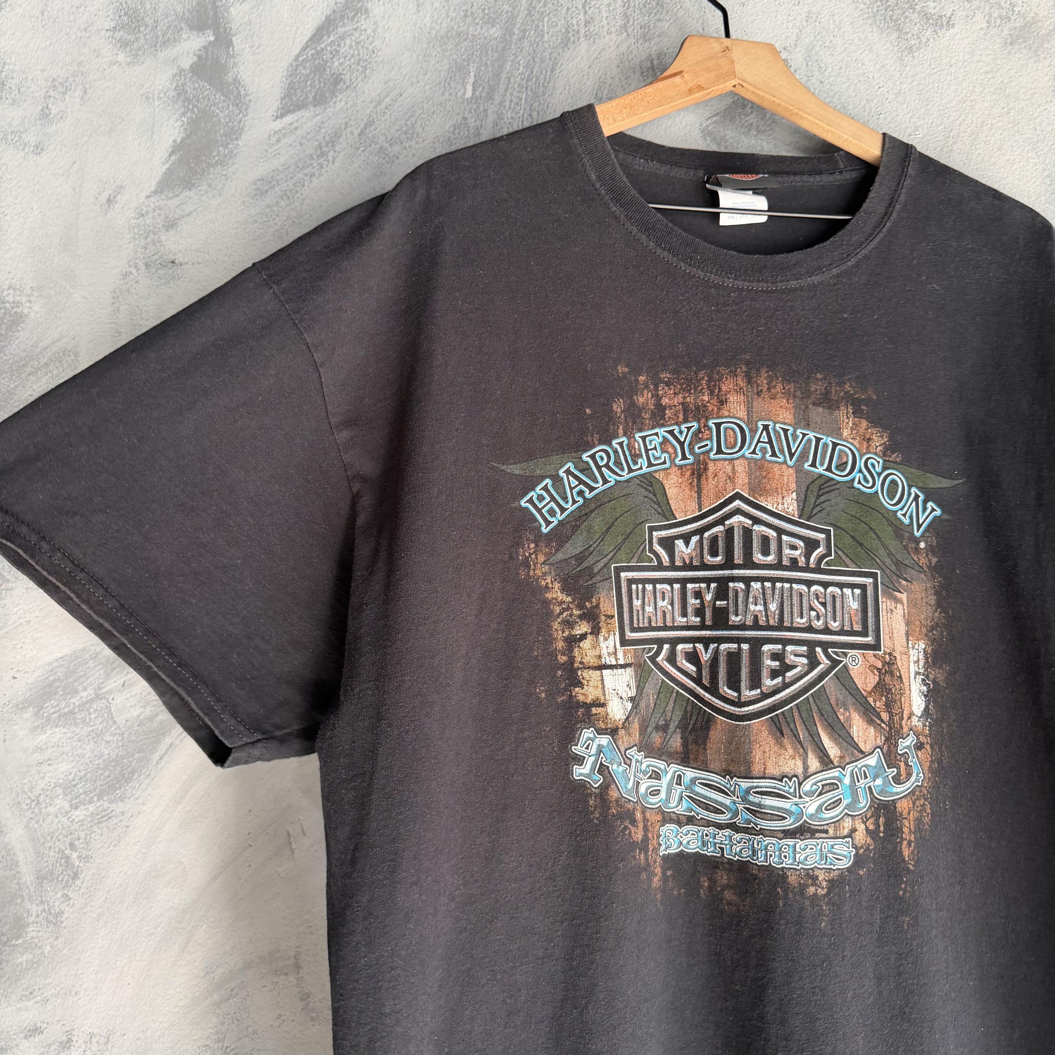Harley Davidson Vintage Harley Davidson T Shirt Mens 2XL Black Nassau Riders Size US XXL / EU 58 / 5 - 2 Thumbnail