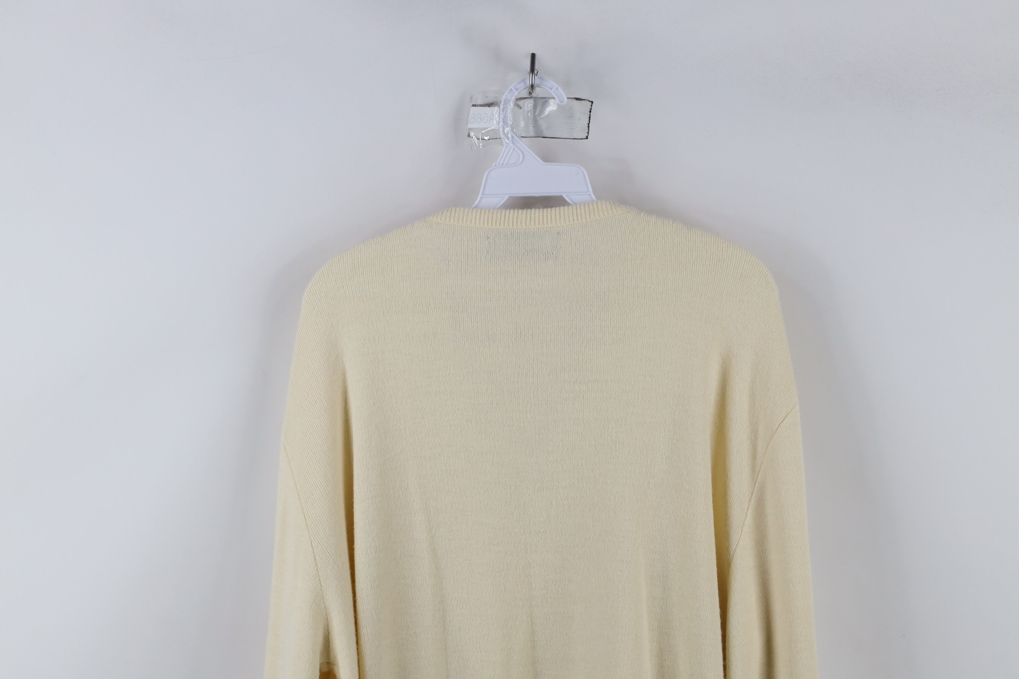 Vintage Vintage 70s Streetwear Blank Knit V-Neck Sweater Cream USA Size US XL / EU 56 / 4 - 13 Thumbnail