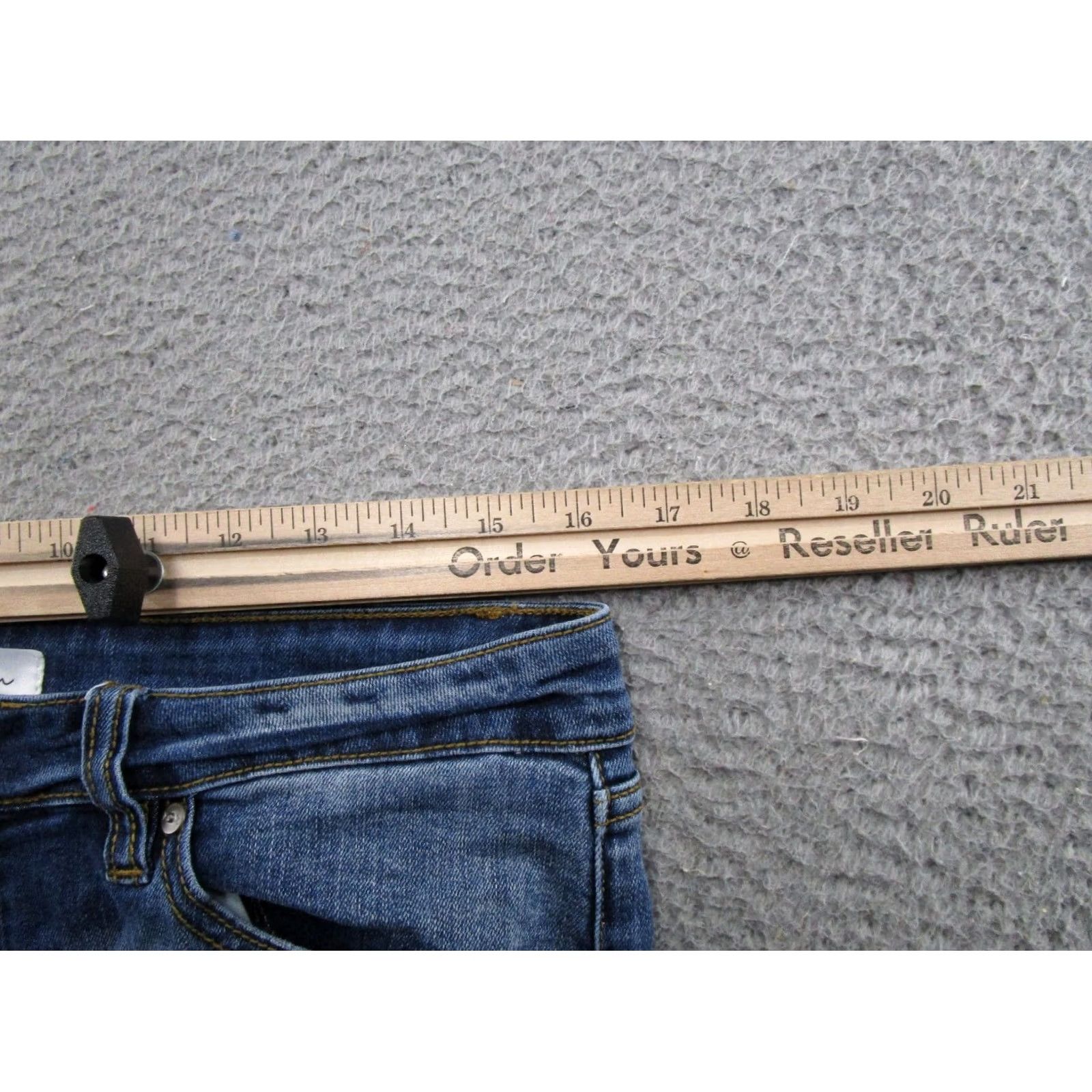 Vintage Kancan Jeans Women's Mid Rise Distressed Denim Raw Hem Stretch Blue Size 13/30 5-Pocket Jeans Womens Size 34" / US 12 / IT 48 - 6 Thumbnail