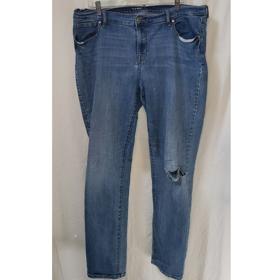 Old Navy Old Navy Curvy Straight Distressed Denim Jeans Long 16 Size 38" / US 16 / IT 52 - 1 Thumbnail