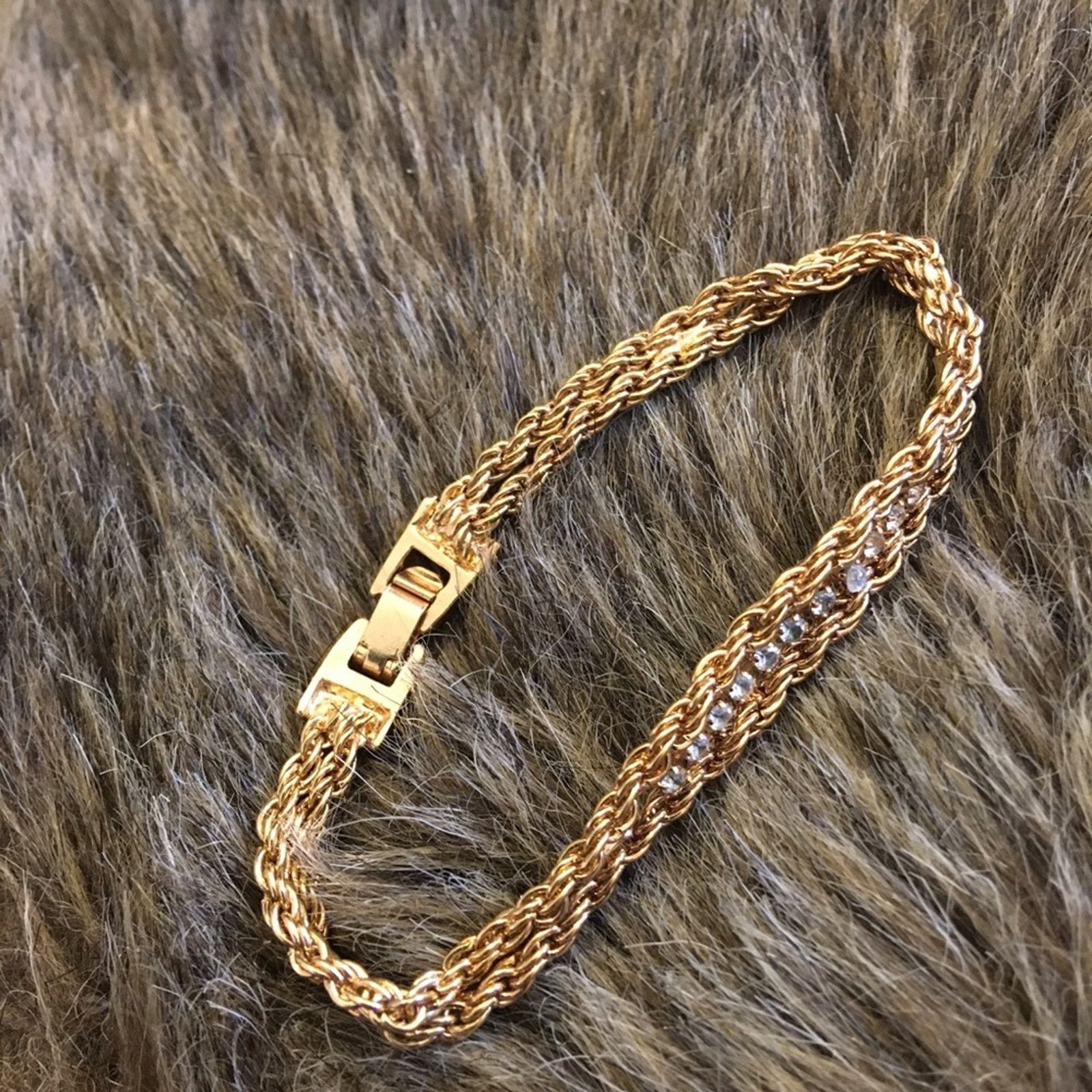 Vintage Vintage 70s double rope chain rhinestone bracelet Size ONE SIZE - 5 Thumbnail