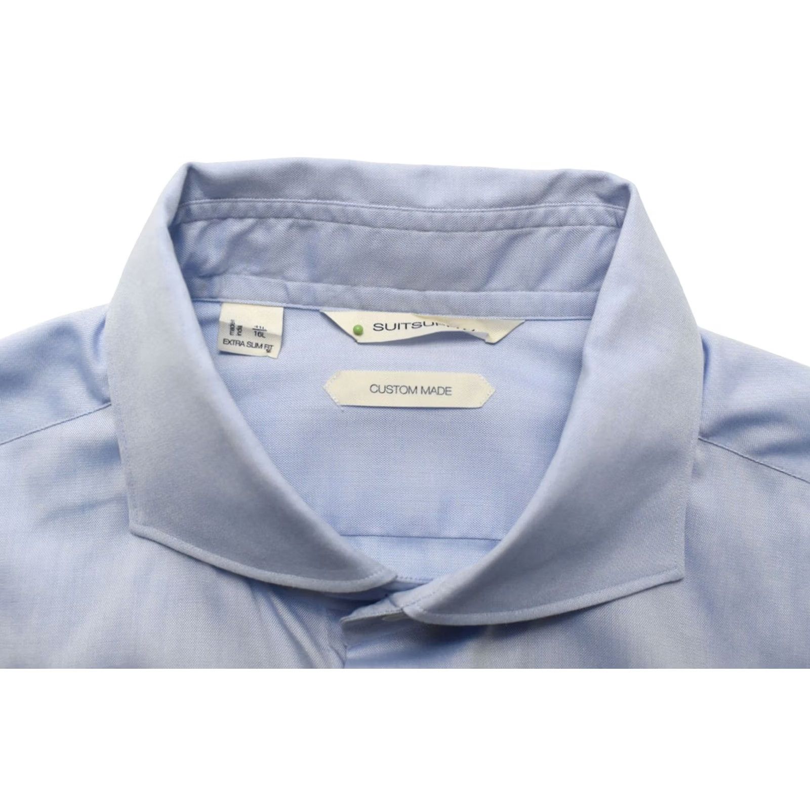 Suitsupply Suitsupply Custom Made Extra Slim Fit Formal Shirt Men 41L / 16L Cutaway Blue Shirt Size 42R - 4 Thumbnail