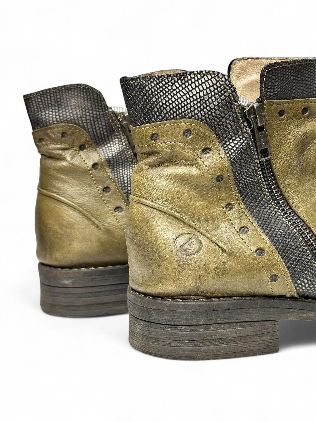 A.S.98 Vintage Casta Green Leather Boots Rare Y2K Style Size US 9 / IT 39 - 7 Thumbnail