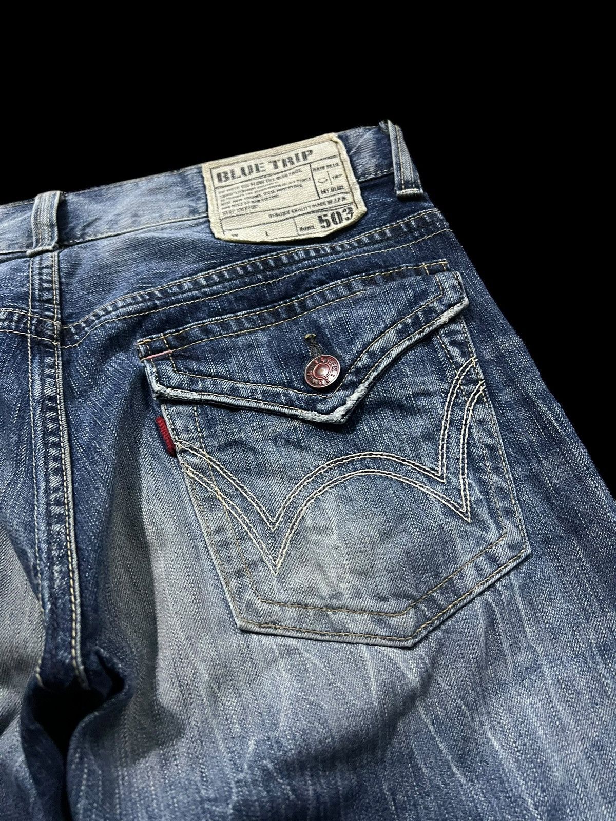 Edwin × If Six Was Nine × Le Grande Bleu (L.G.B.) VINTAGE EDWIN 503 BLUE TRIP WASHED JEANS Size US 33 - 12 Thumbnail