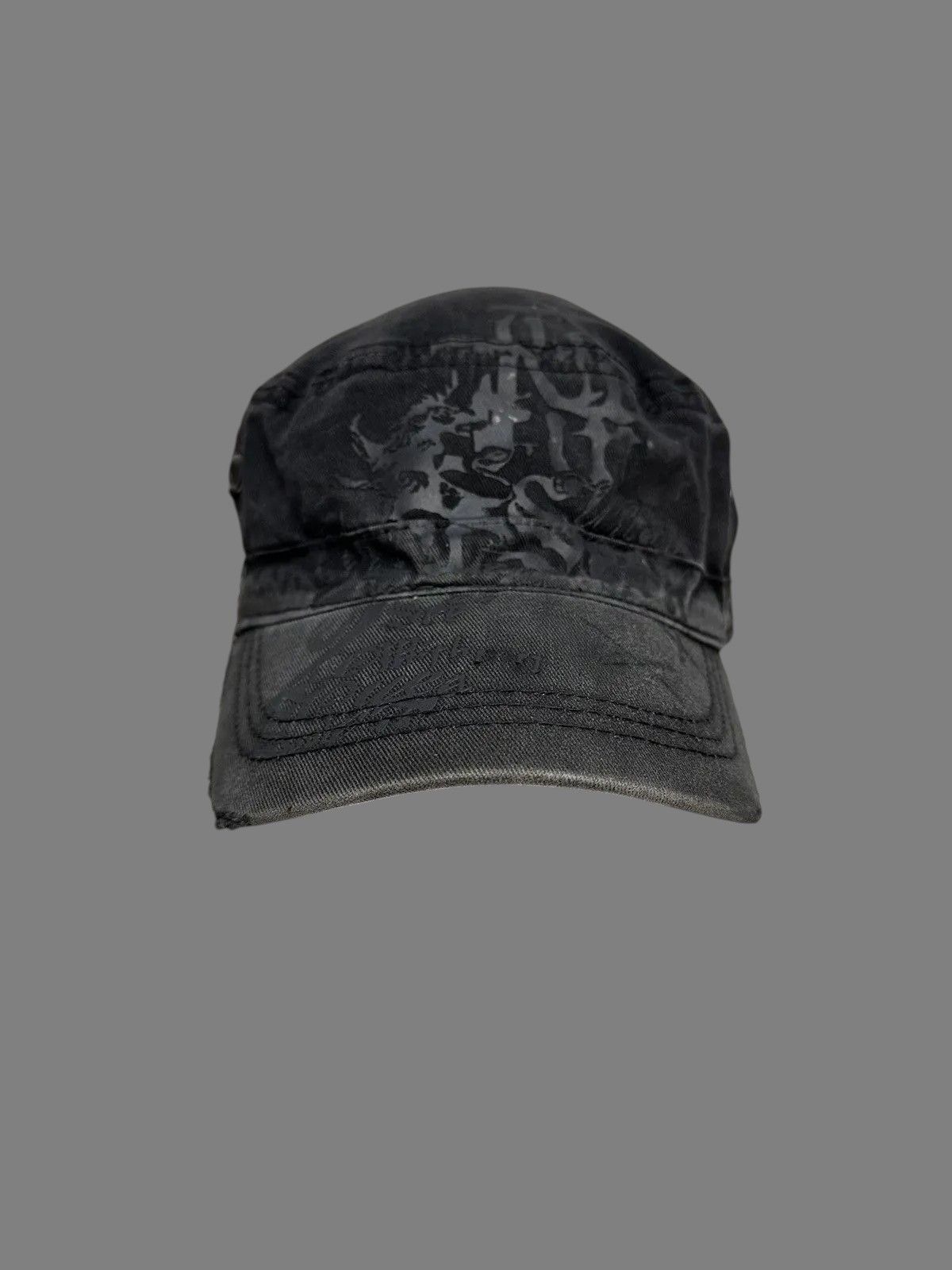 If Six Was Nine Retro Black Gothic Cap Military Design Vintage Y2K Size ONE SIZE - 5 Thumbnail