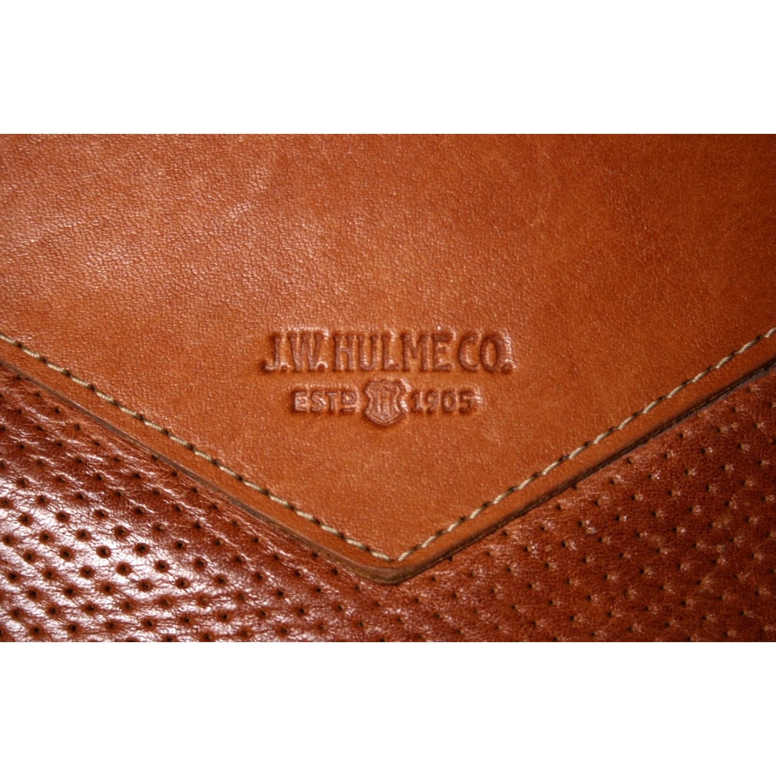 Vintage VINTAGE J.W. HULME CO. Perforated Tan Leather Satchel Shoulder Bag Purse Leather Tote Women Medium Tan Bag Purse Satchel Shoe Bag Womens Size ONE SIZE - 6 Thumbnail