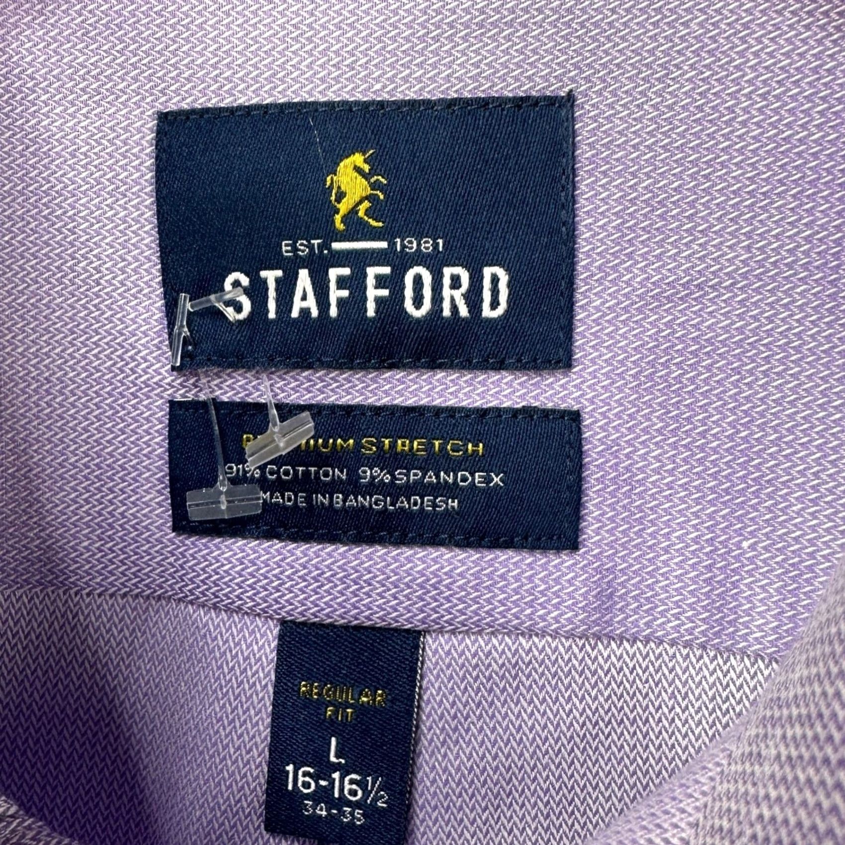 Stafford Stafford Shirt Dress Mens 16-16.5 Large Purple Premium Stretch Regular Fit Shirt Dress Mens 16-16.5 Large Purple Premium Stretch Regular Fit NEW Size 42R - 5 Thumbnail