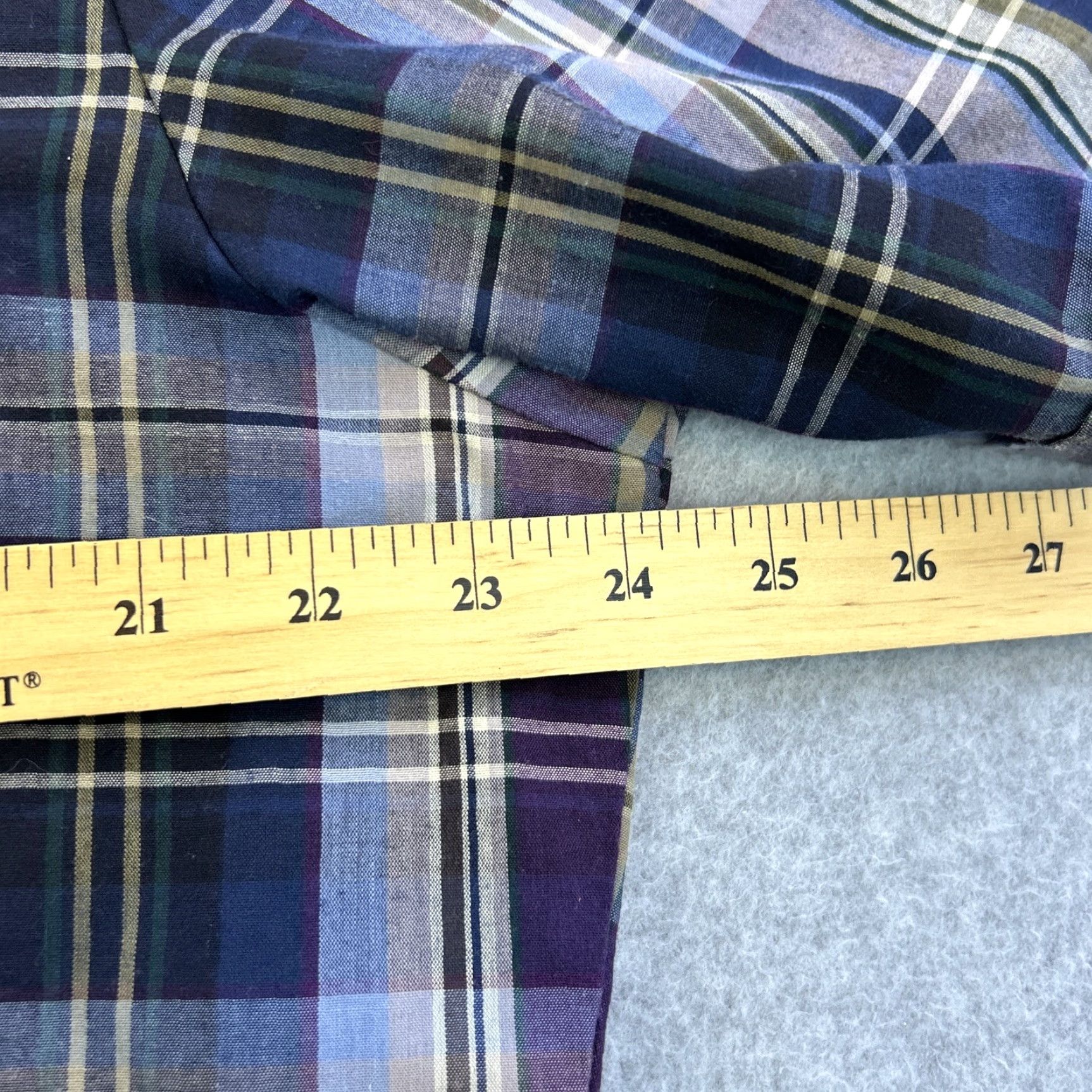 Vintage VINTAGE Ely Cattleman Shirt Mens L Blue Purple Plaid Short Sleeve Pearl Snap Adult Size US L / EU 52-54 / 3 - 2 Thumbnail