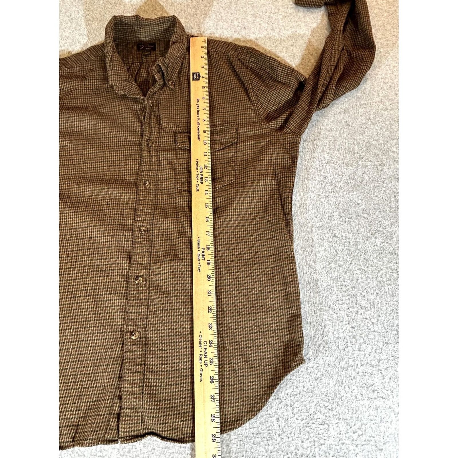 J.Crew J.Crew Button-Up Flannel Shirt Mens Large Brown Check Cashmere Blend Long Sleeve Size US L / EU 52-54 / 3 - 5 Thumbnail