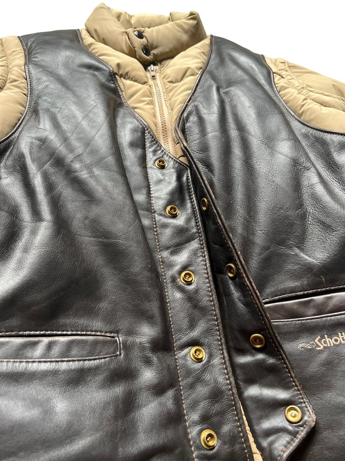 Schott Vintage Schott Western Puffer Down Vest Jacket Size US L / EU 52-54 / 3 - 14 Thumbnail