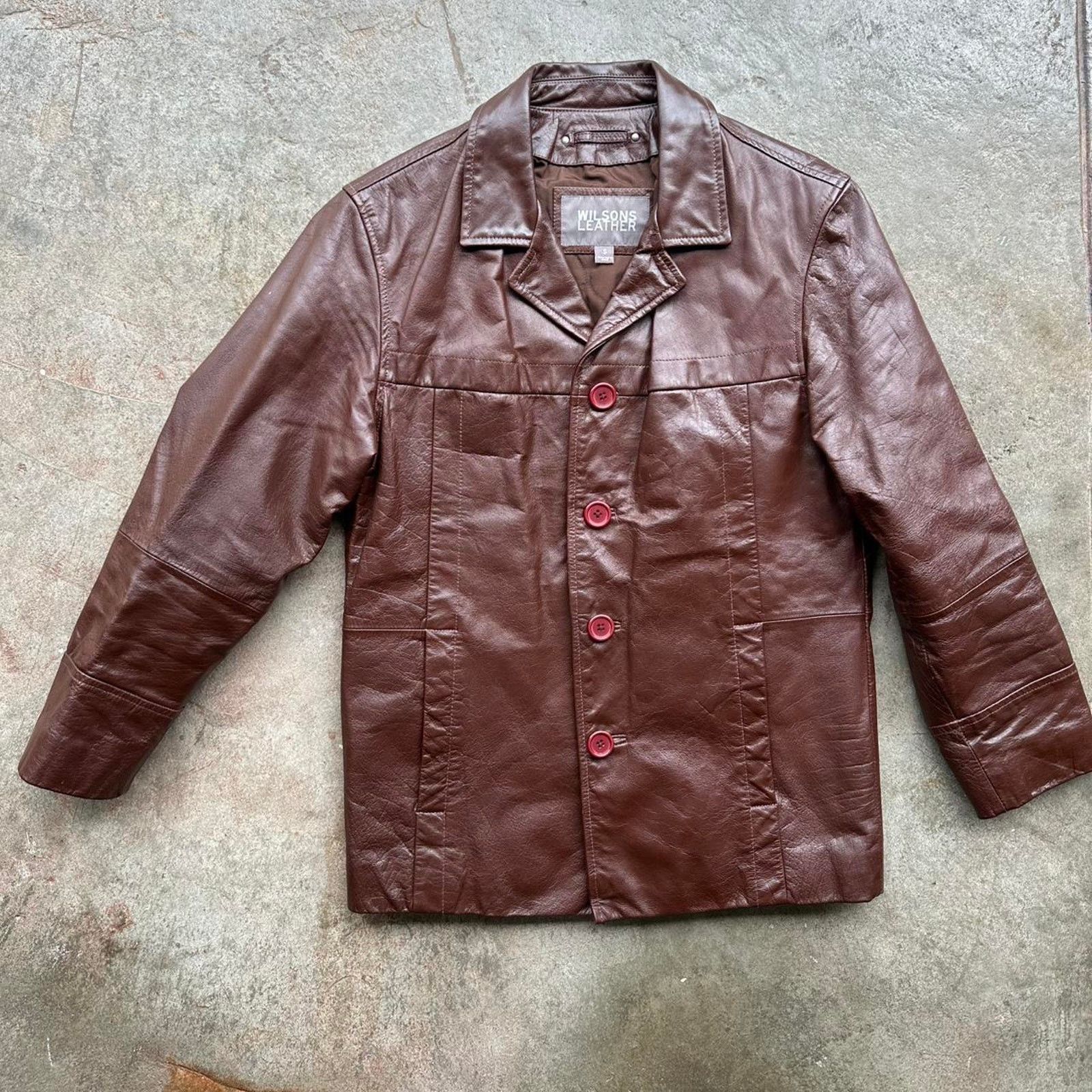 Wilsons Leather Brown Wilson's Leather jacket with button closure Size US S / EU 44-46 / 1 - 1 Thumbnail