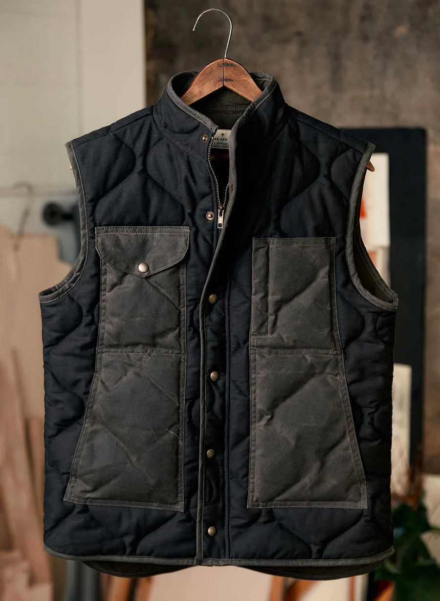 image of Imogene Willie The Quilted Flight Vest in Black, Men's (Size Large)