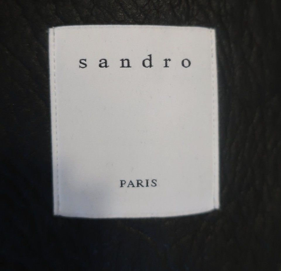 Sandro Sandro Shearling & Leather Zip Jacket Black & Green Chevron Size M / US 6-8 / IT 42-44 - 15 Thumbnail