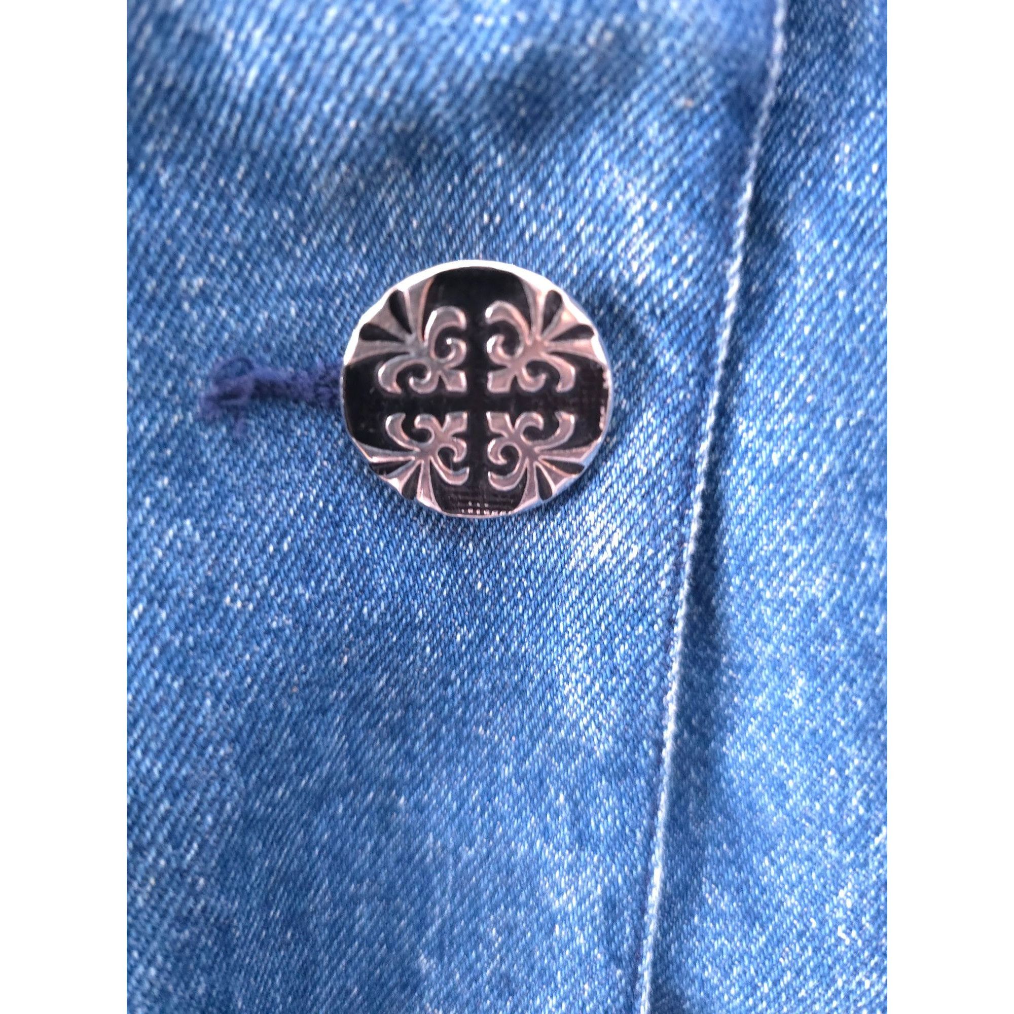Vintage Joanna Women's Denim Blazer Jacket Button Closure Ruffled Co Size M / US 6-8 / IT 42-44 - 2 Thumbnail
