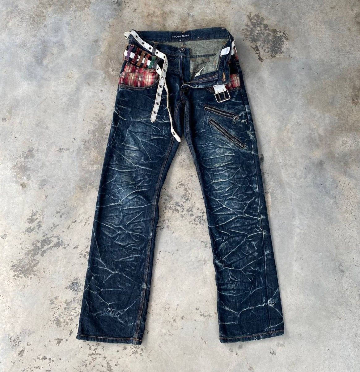 Japanese Brand Nylaus Japan Double-Waist Belted Thunderstorm flash effect Size US 29 - 8 Thumbnail