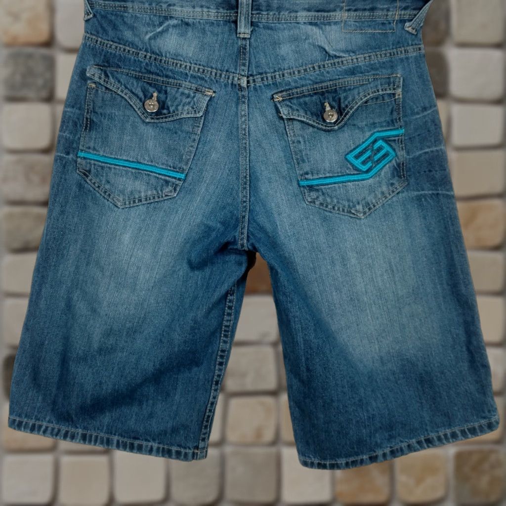 Enyce VINTAGE ENYCE Men's Jean Shorts 36 Relaxed Fit Blue Denim Streetwear Casual Wide Leg Jorts Size US 36 / EU 52 - 1 Thumbnail