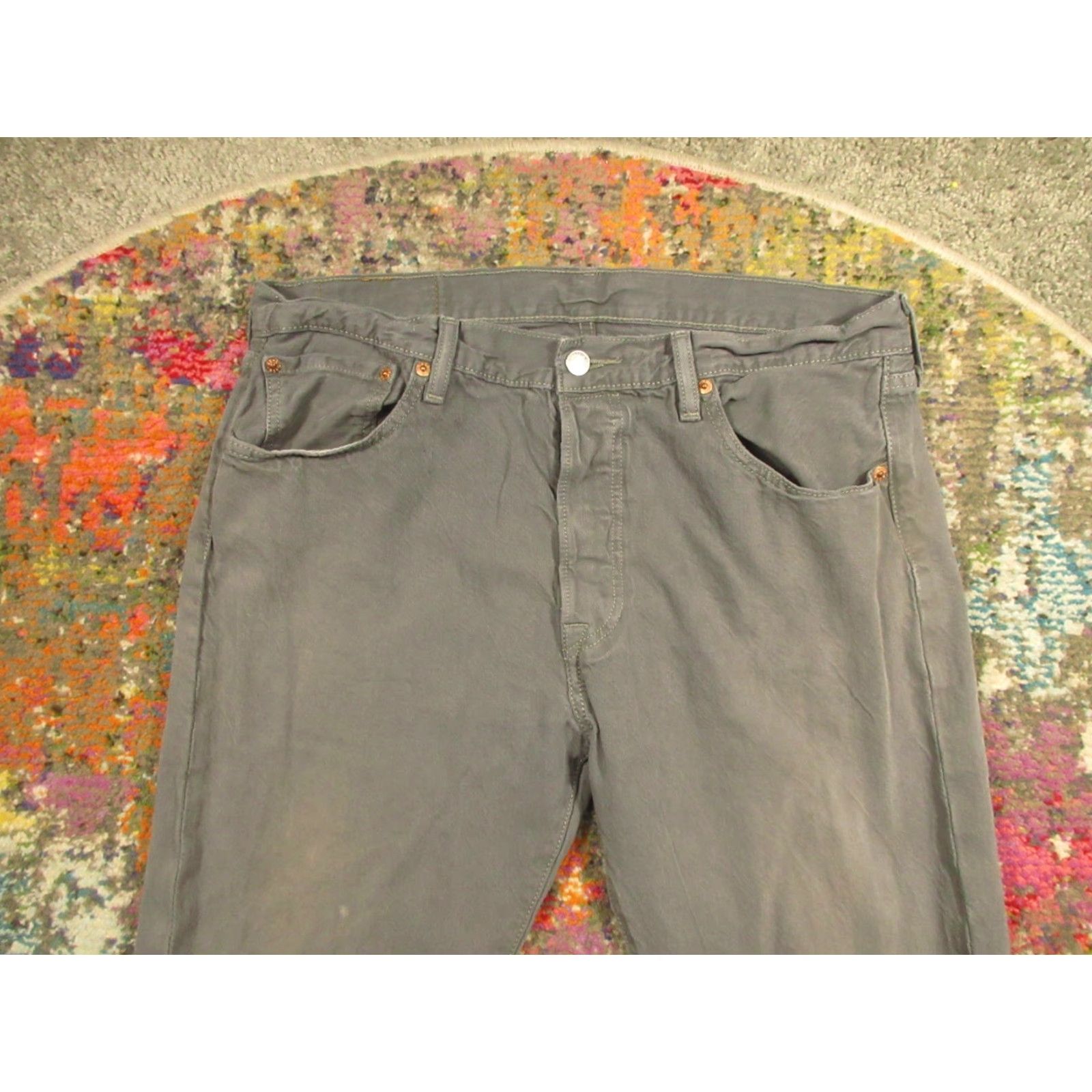 Levi's LEVI'S 501 Jeans 34x32 Gray Denim Button Fly Regular Straight 5-Pocket Men Adult Classic USA Size US 34 / EU 50 - 3 Thumbnail