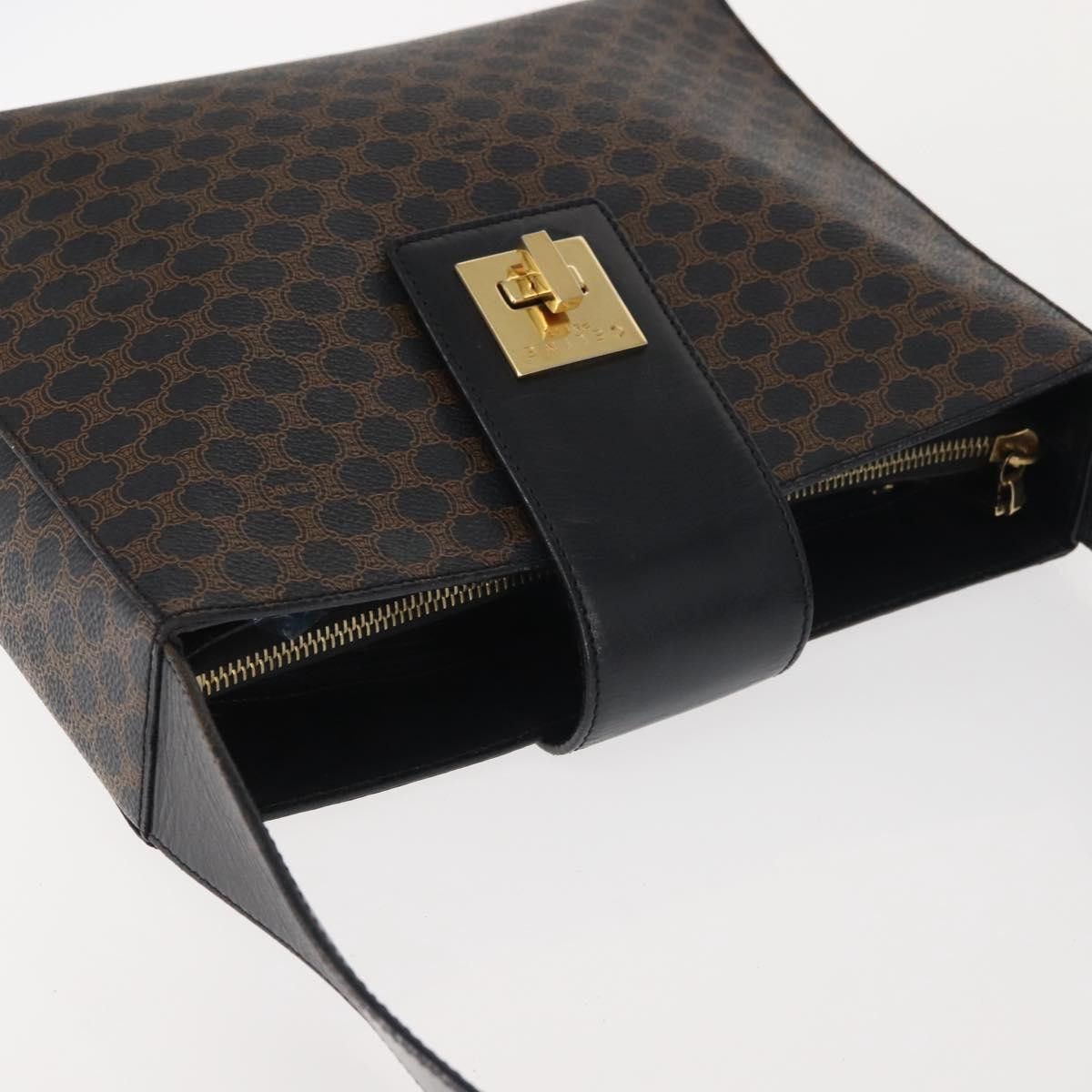 Celine CELINE Macadam Canvas Shoulder Bag Pvc Leather Black Gold Size ONE SIZE - 6 Thumbnail