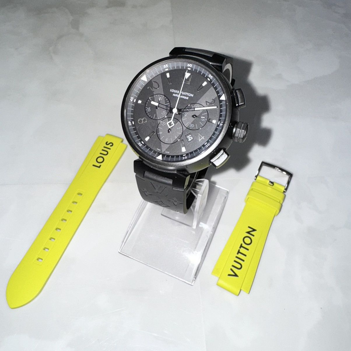 Louis Vuitton Authentic Louis Vuitton Tambour Black TO4139 Q1A62 Monogram Size ONE SIZE - 9 Thumbnail
