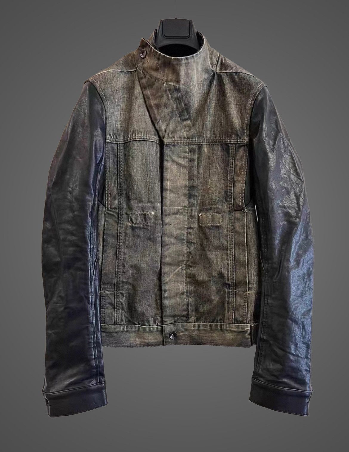 Rick Owens Rick Owens Dark Dust Hybrid Leather Slave Jacket from SS10 Size US S / EU 44-46 / 1 - 1 Thumbnail